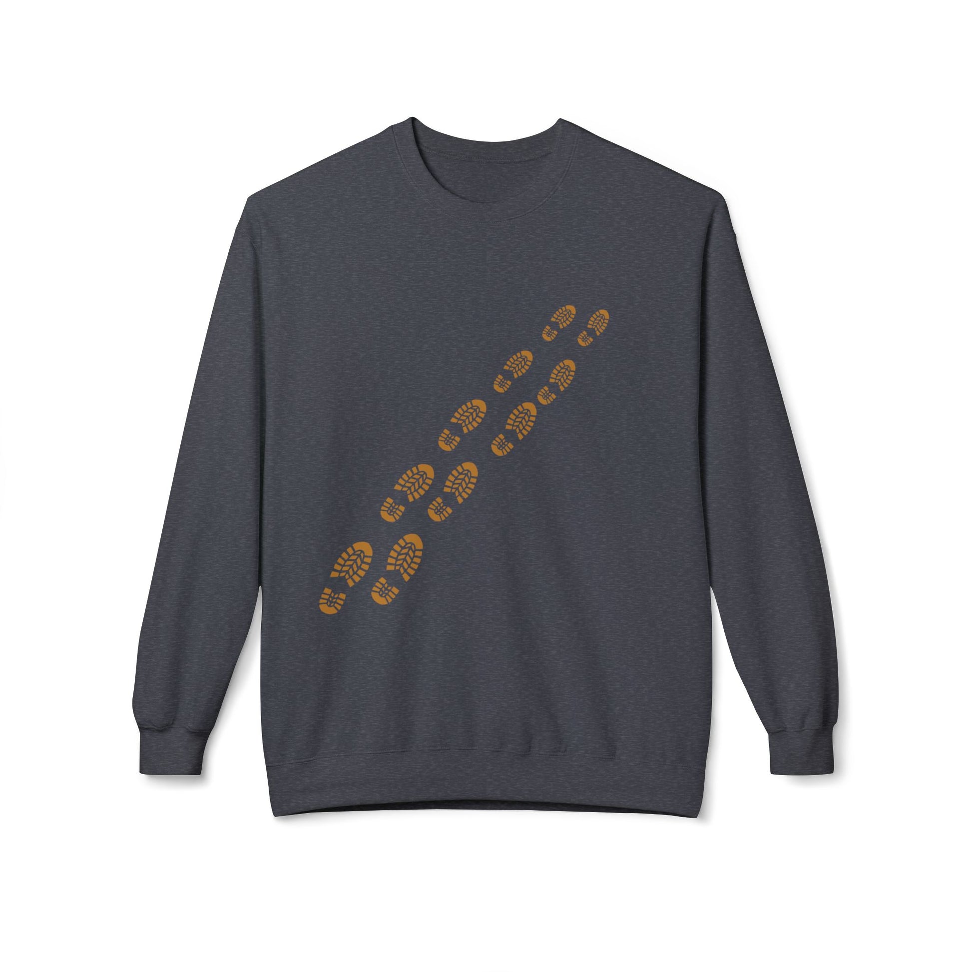 Crewneck Sweatshirt - Golden Bootprint Trail Graphic (Outdoor Hiking, Adventure Gift)