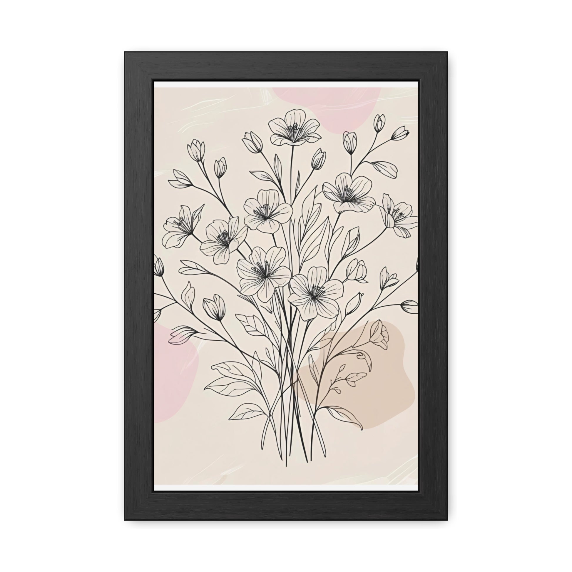 Elegant Floral Framed Poster, Minimalist Design