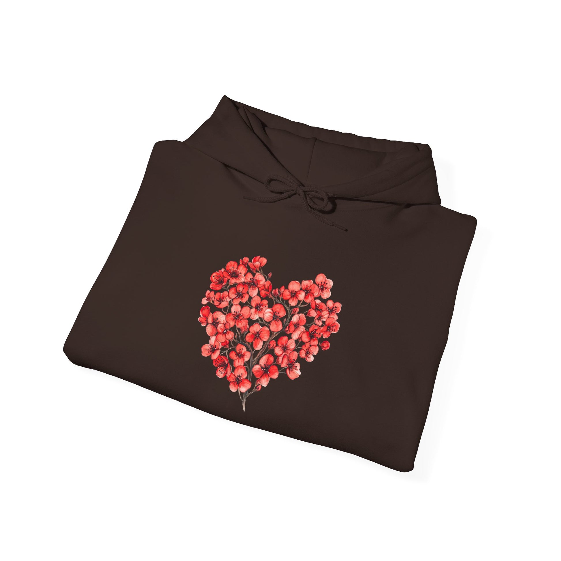 Heart Bouquet Hoodie — Floral Heart Pullover with Elbow Hearts