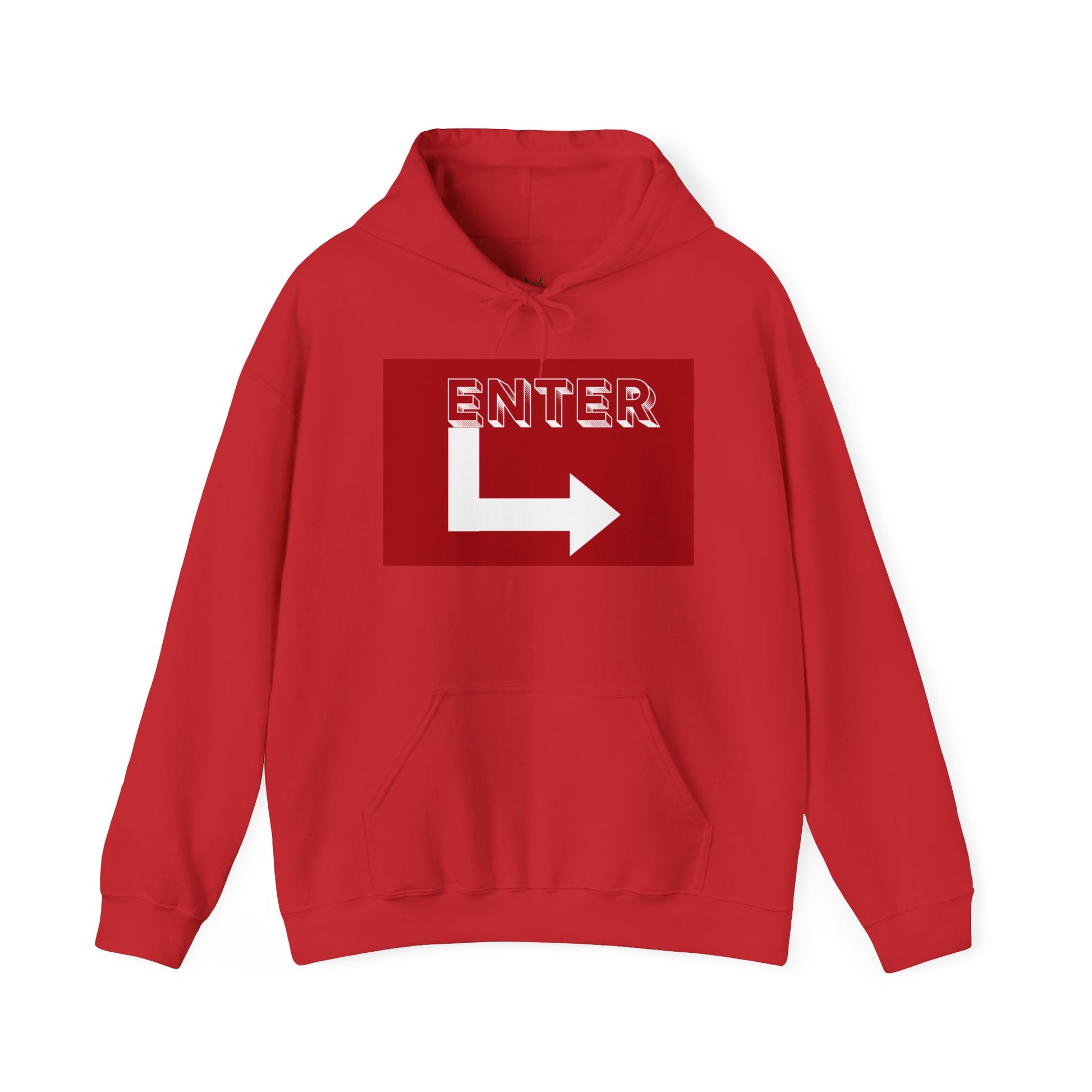 Enter Here Hoodie, Unisex Heavy Blend Sweatshirt, Casual Streetwear, Gift for Teens