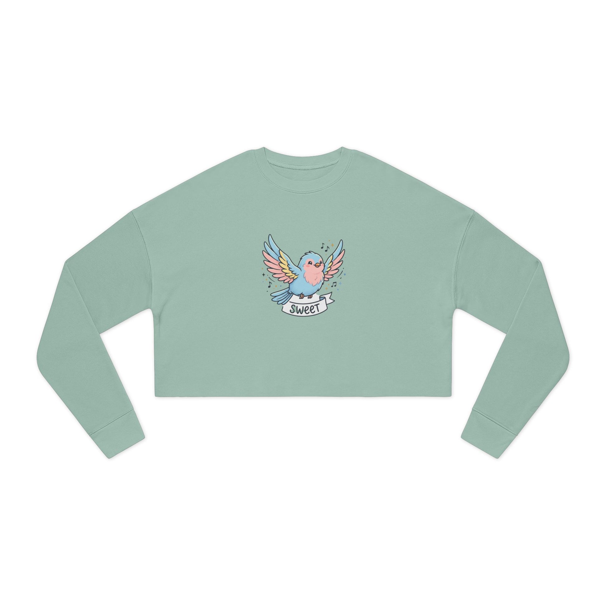 Sweet Bird Cropped Sweatshirt — Cute Pastel Dove Graphic for Women