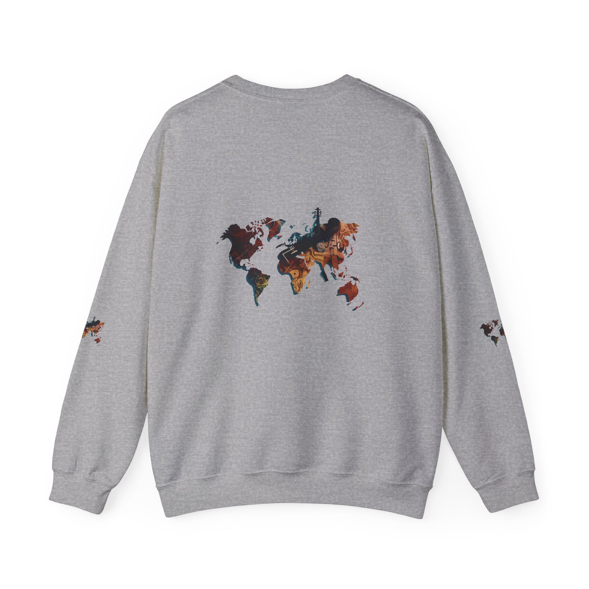 World Map Marble Crewneck Sweatshirt — Artistic Travel Map Pullover