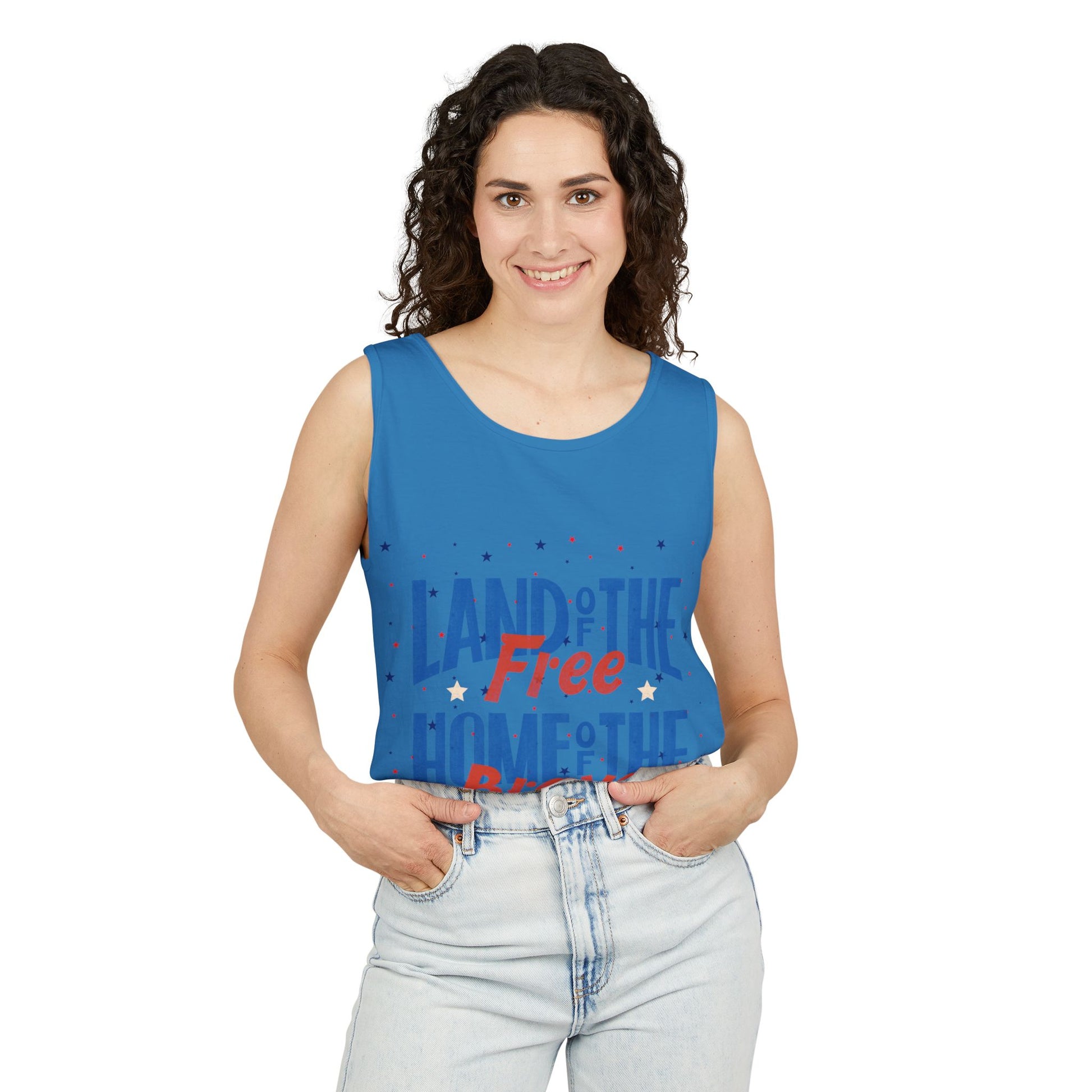 Patriotic "Land of the Free, Home of the Brave" Tank Top