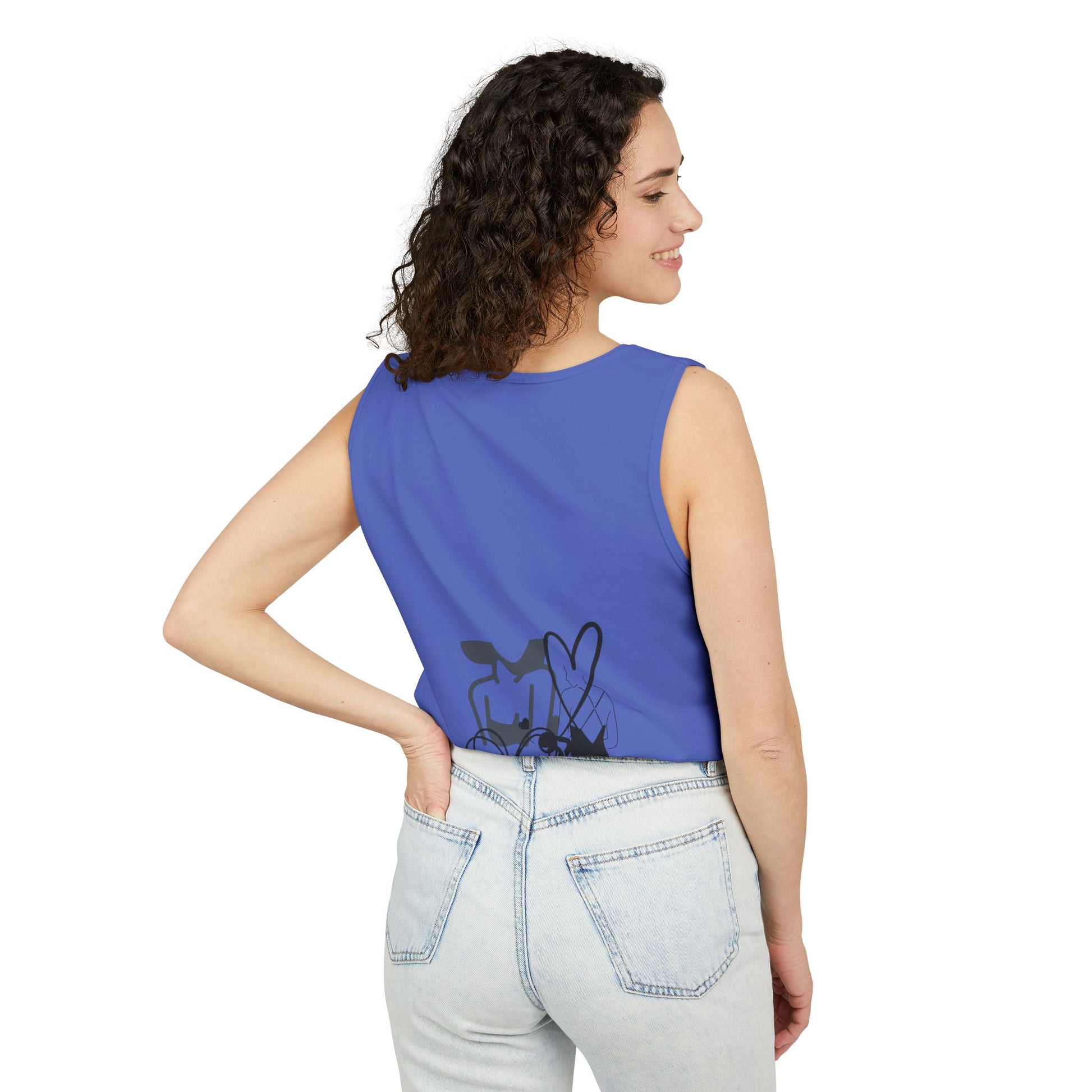 Abstract Love Graphic Tank Top — Minimalist Couple Heart Artwork