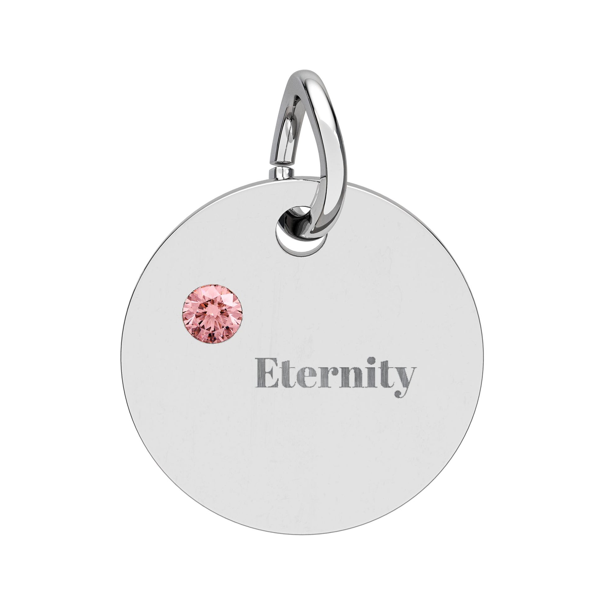 Engravable Birthstone Circle Charm — Personalized 'Eternity' Pendant