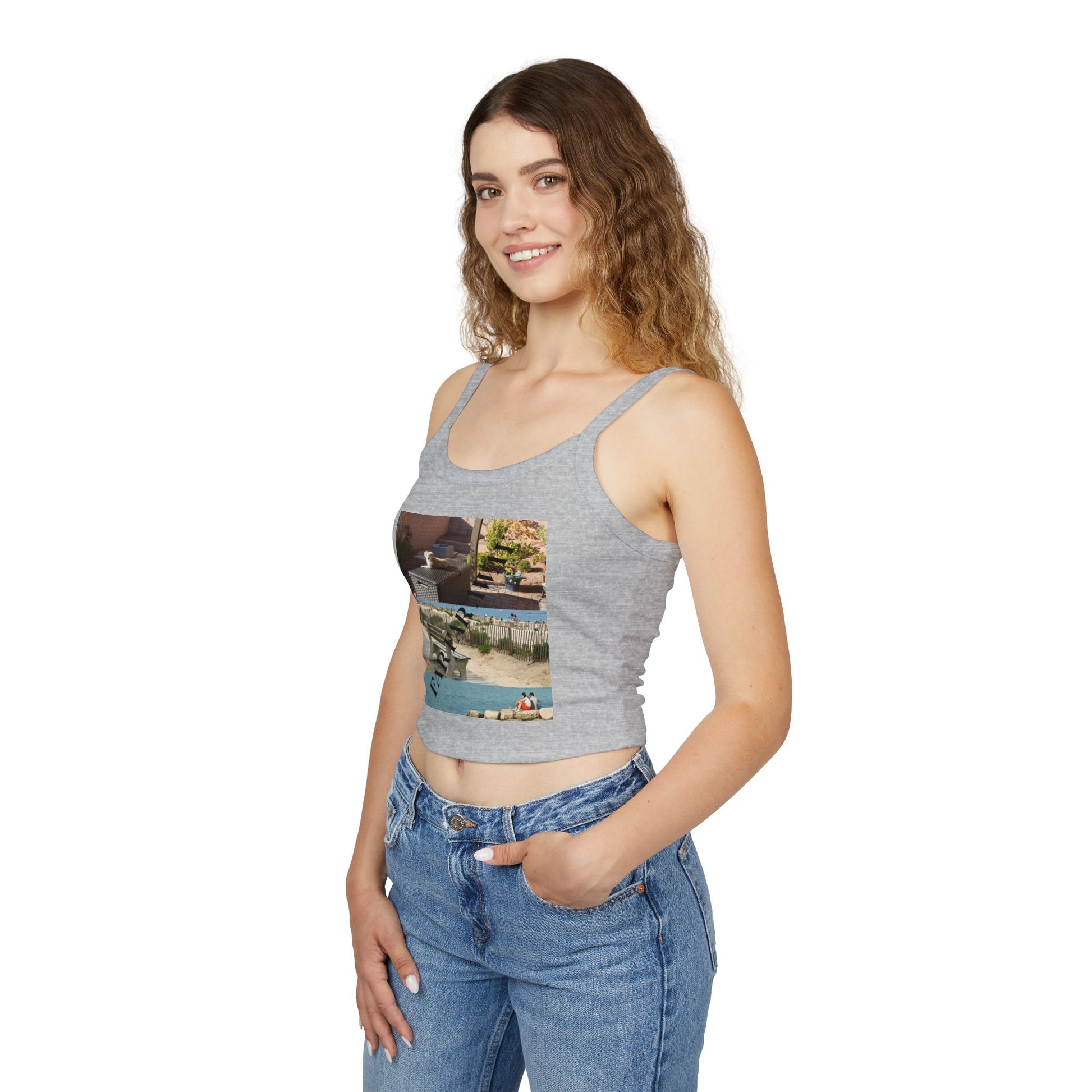 Tank Top — Vintage Poolside Photo Print Crop Tank