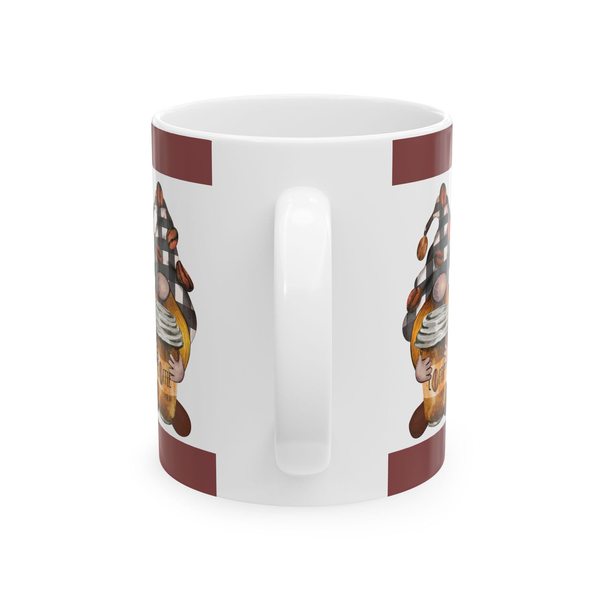 Coffee Gnome Ceramic Mug — Cute Gnome Holding Coffee Cup (11oz & 15oz)