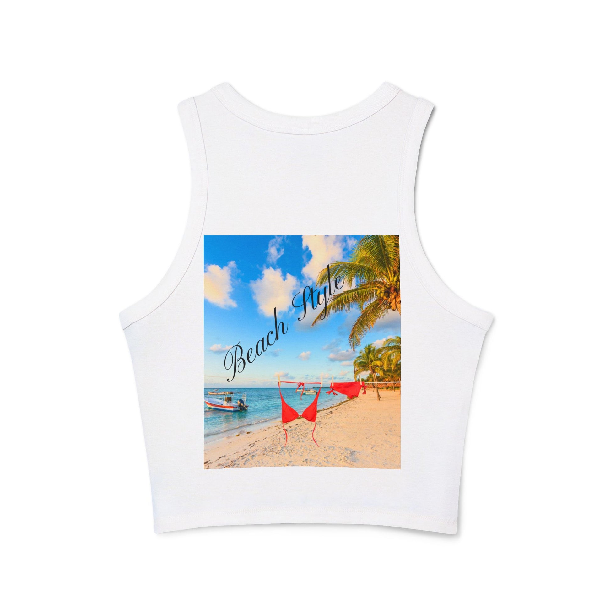 Beach Vibes Racer Tank Top — 'Beach Mode' Tropical Summer Crop