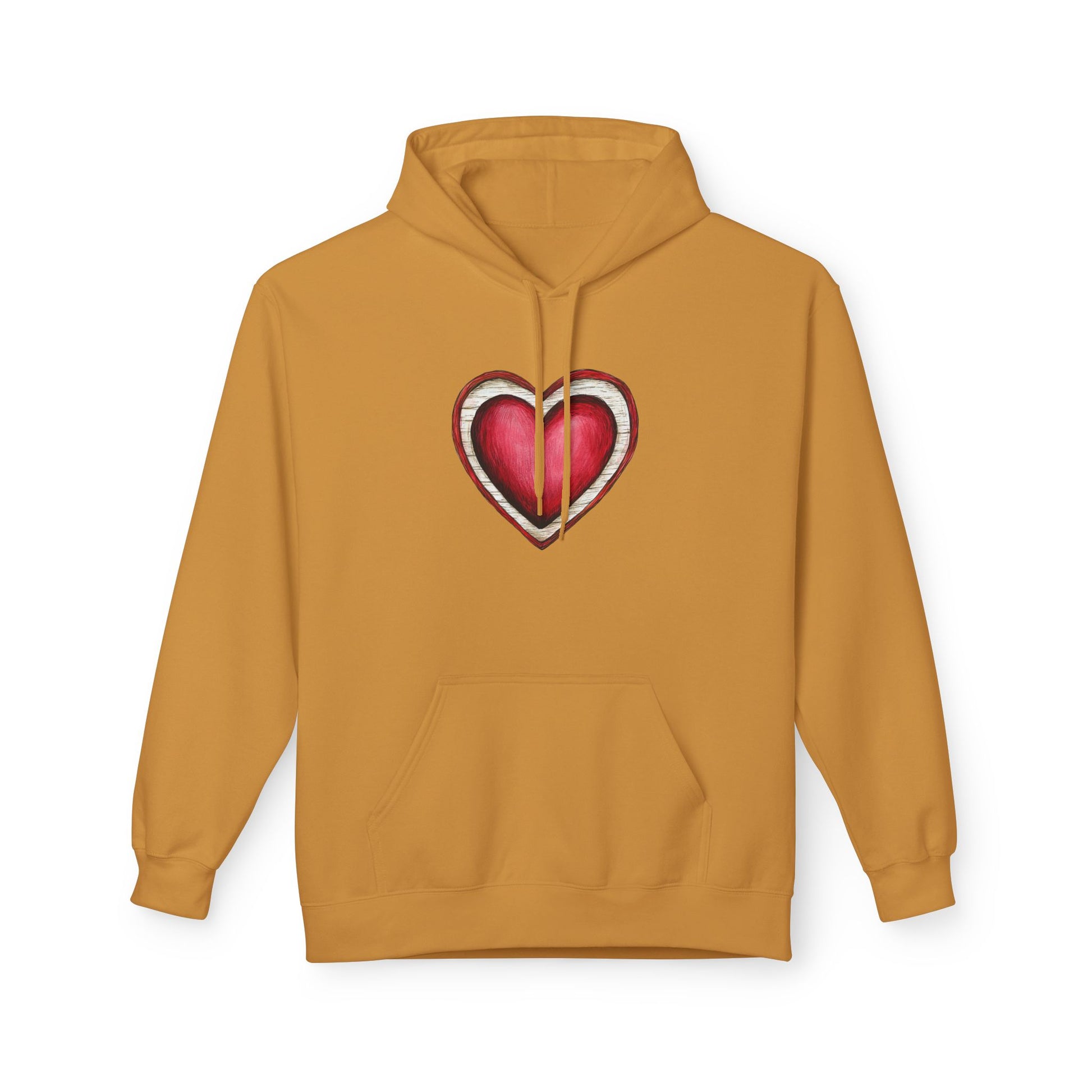 Heart Graphic Hoodie — Vintage Red Heart Chest Design