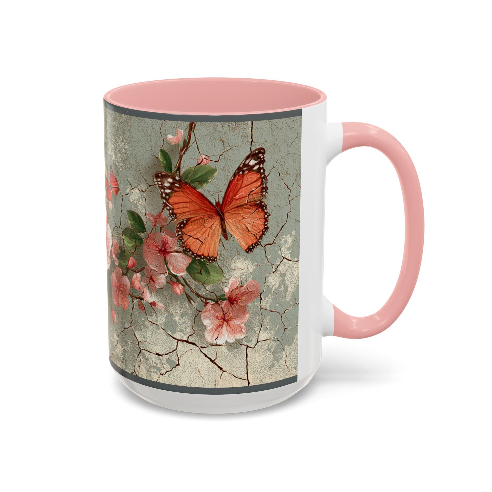 Floral Butterfly Accent Coffee Mug, Spring Gift, Kitchen Decor, Nature Lover Mug, Tea Cup