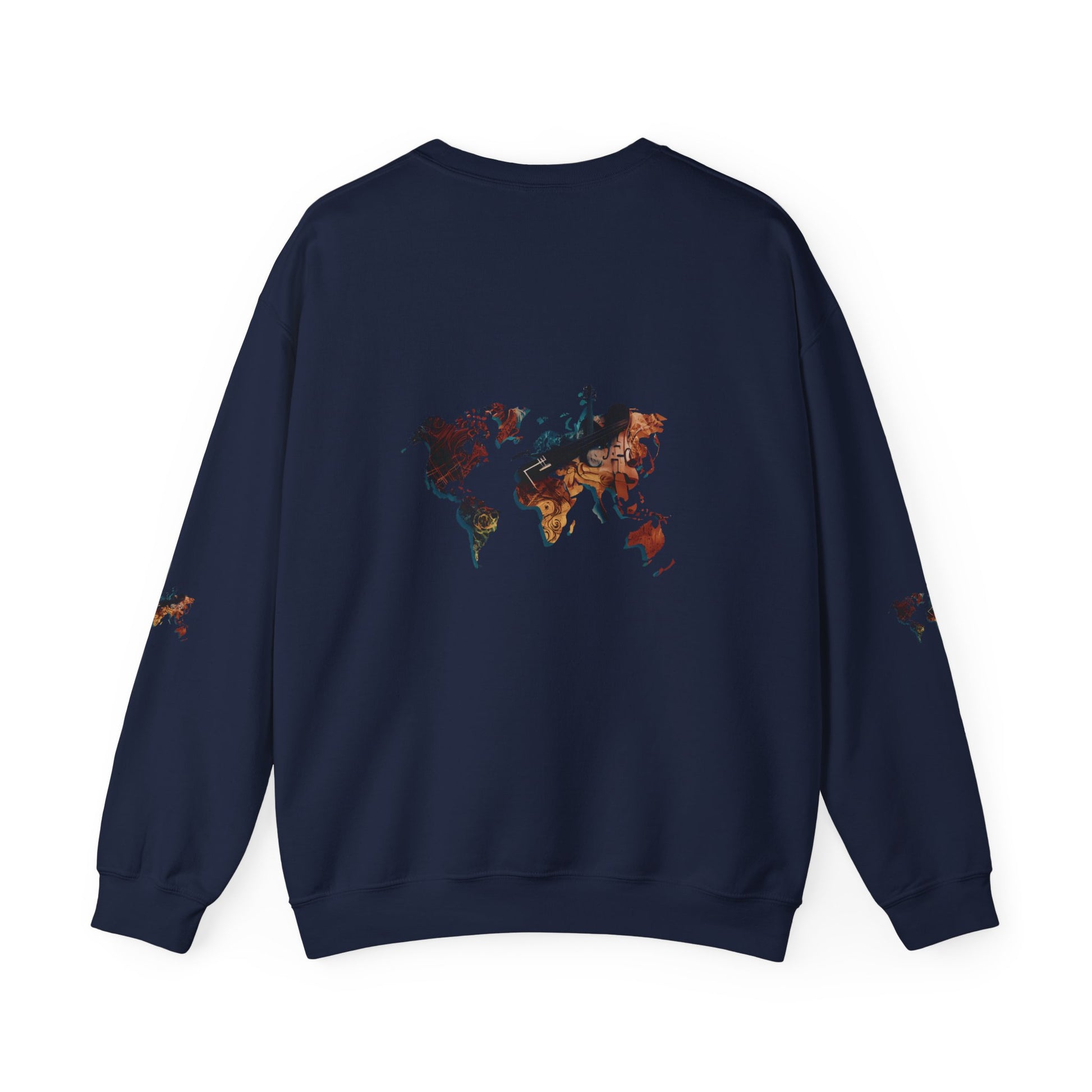 World Map Marble Crewneck Sweatshirt — Artistic Travel Map Pullover