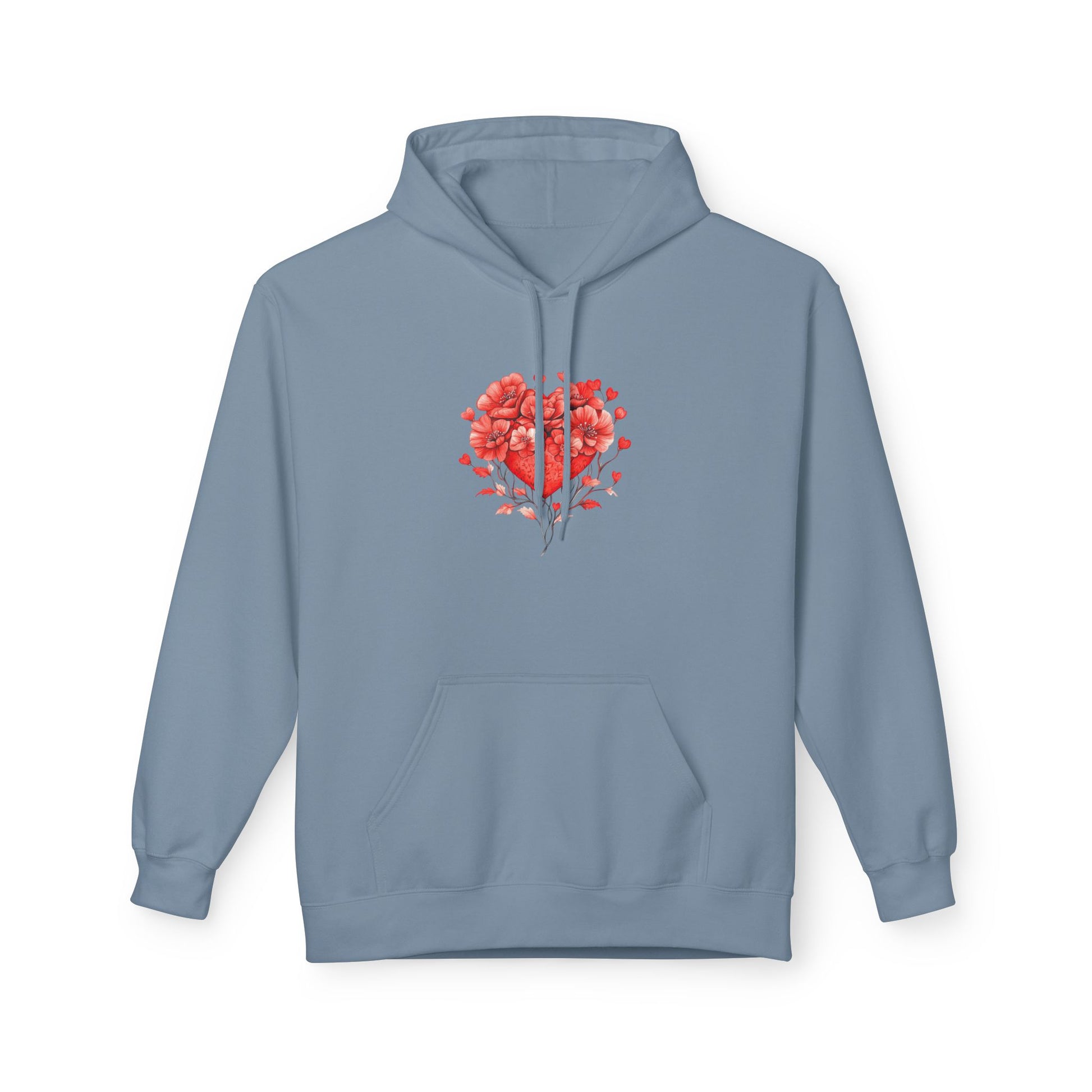 Heart of Roses Hoodie — Floral Heart Graphic Sweatshirt for Valentine's Day