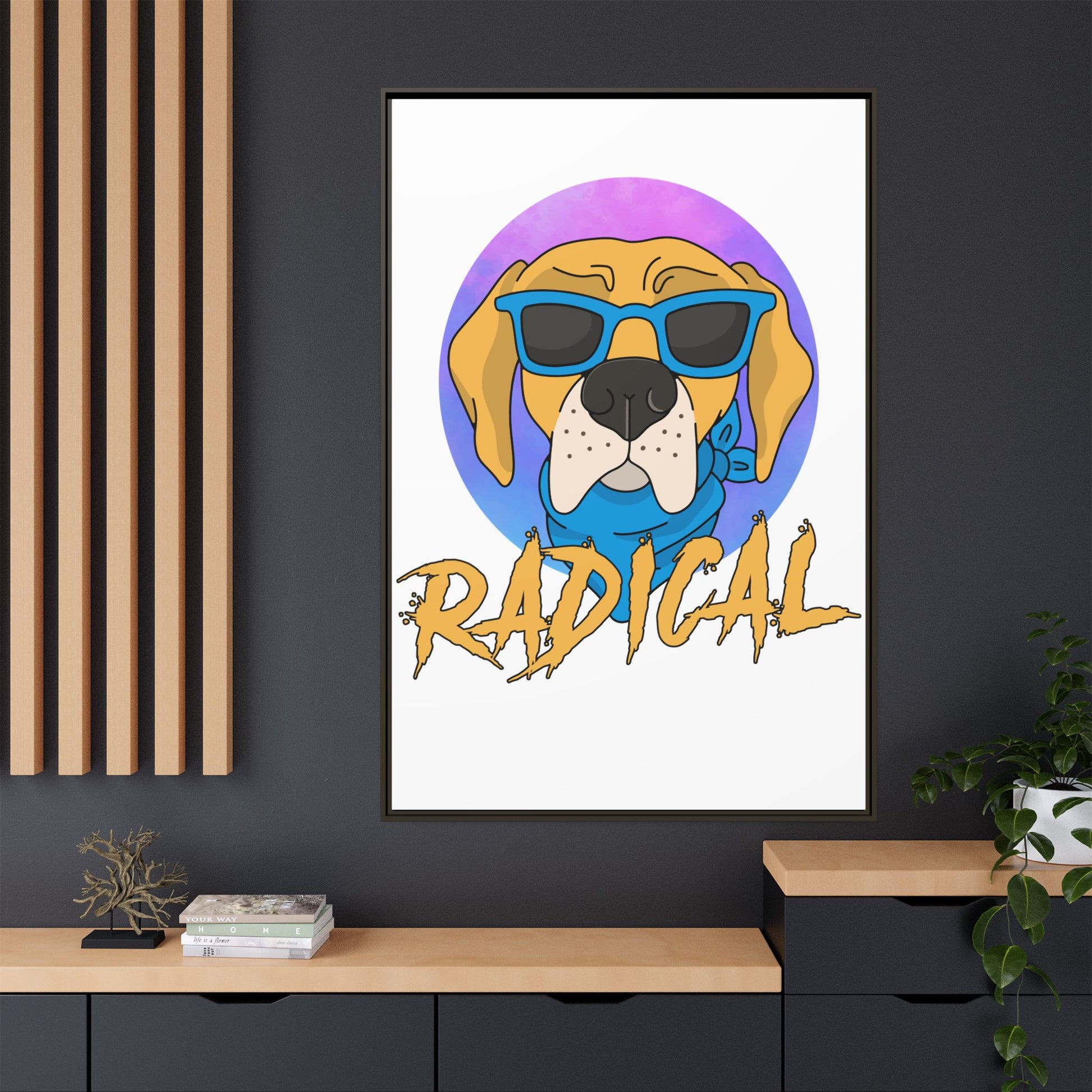 Radical Dog Art Print, Framed Canvas