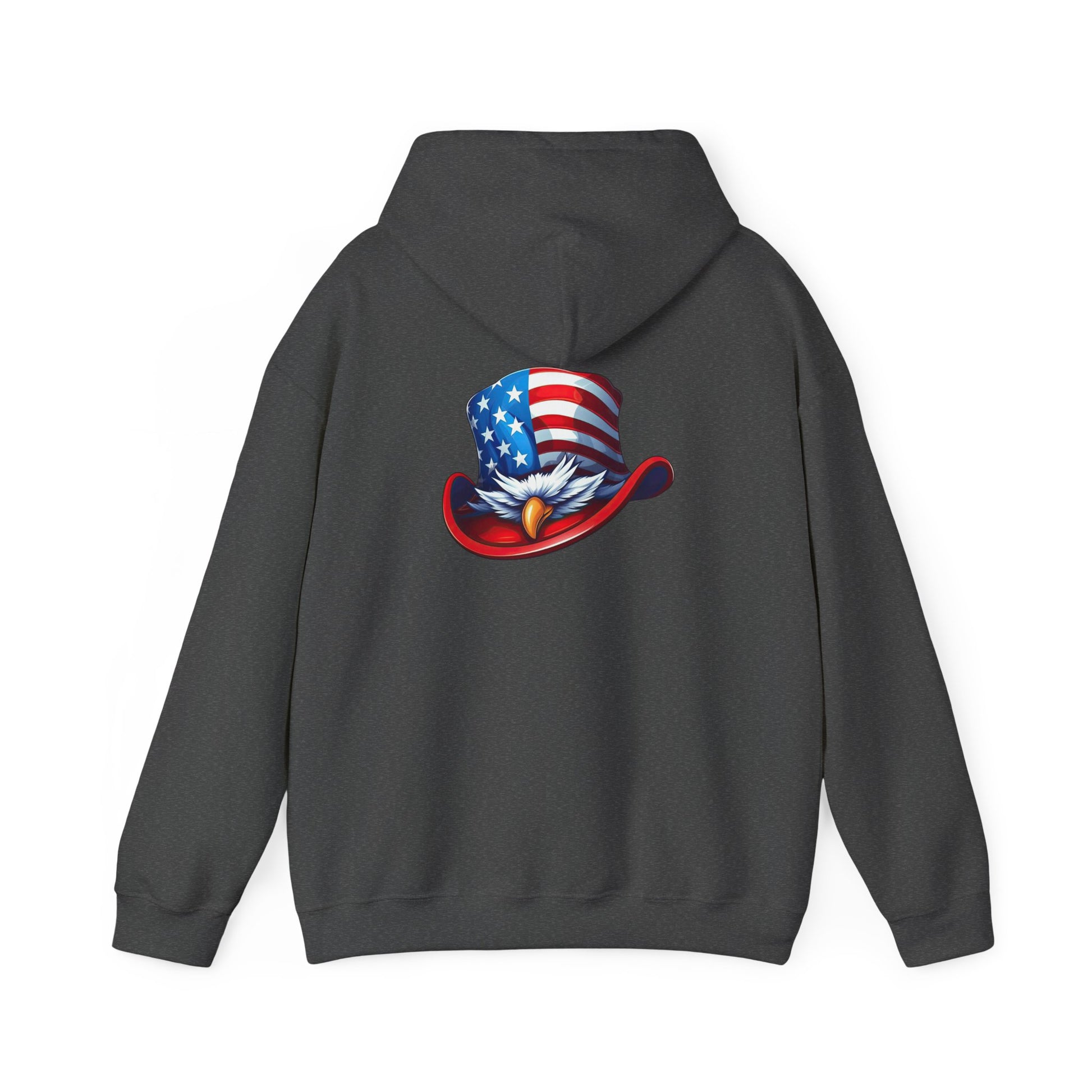 Patriotic Eagle Top Hat Hoodie — American Flag Bald Eagle Graphic Hoodie