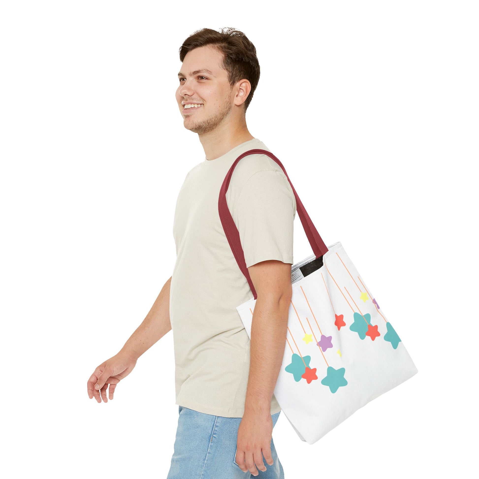 Stars and Stripes Tote Bag, Colorful Canvas Bag, Ideal Gift for Her, Summer Outings, Eco-Friendly Shopping, Fun Accessories, Artful Design