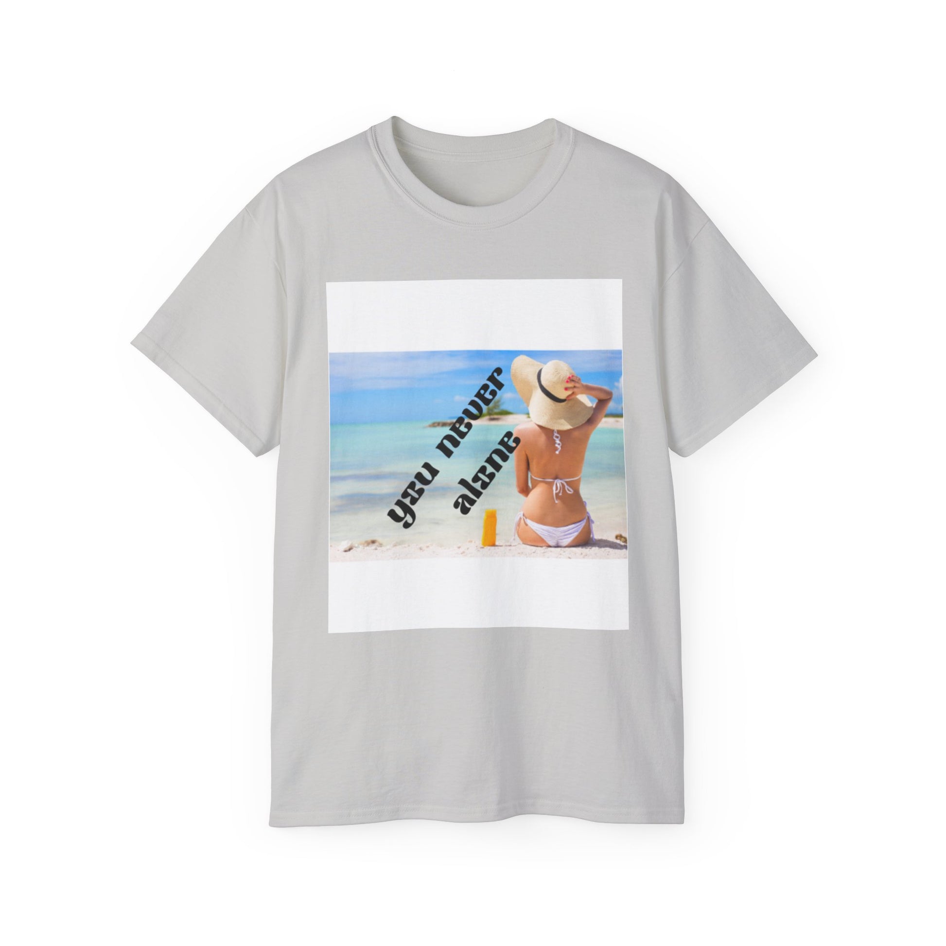 Beach Vibes Unisex Tee - 'You Never Alone' Graphic Tee, Summer Apparel, Casual Wear, Gift for Her, Relaxation Shirt