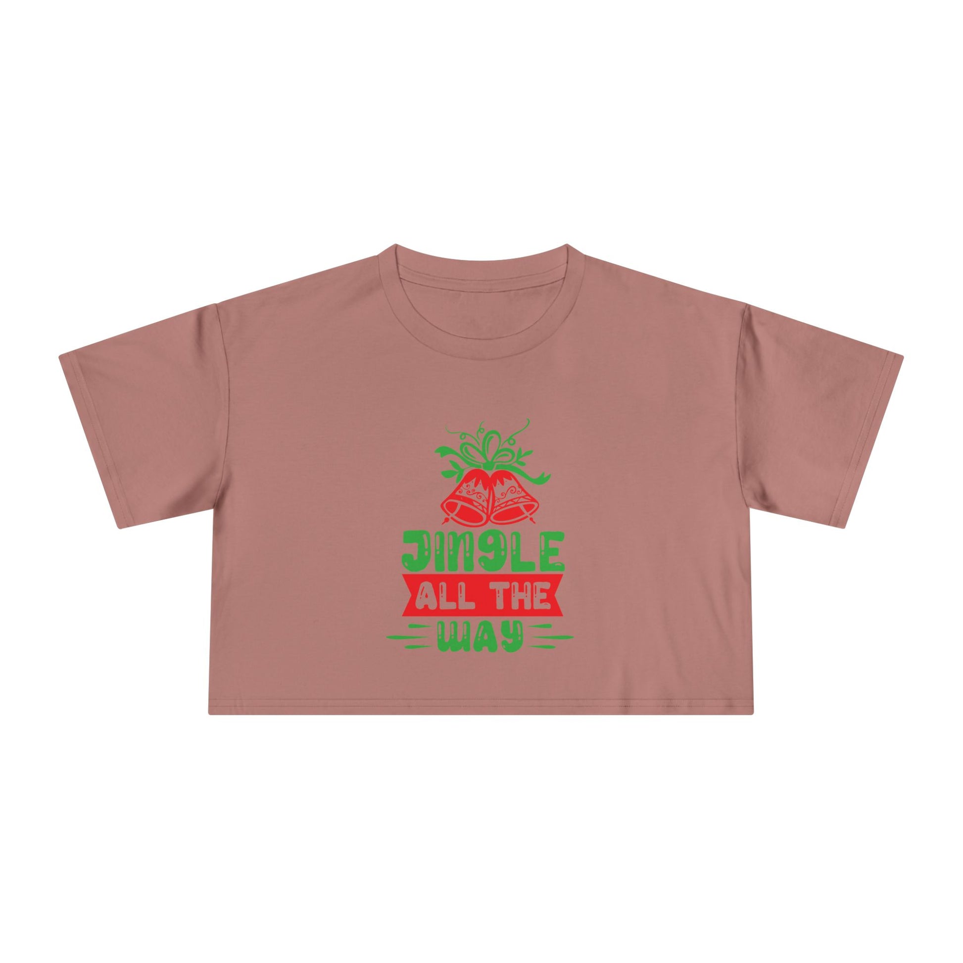 Crop Tee — "Jingle All the Way" Festive Women's Christmas Crop Top