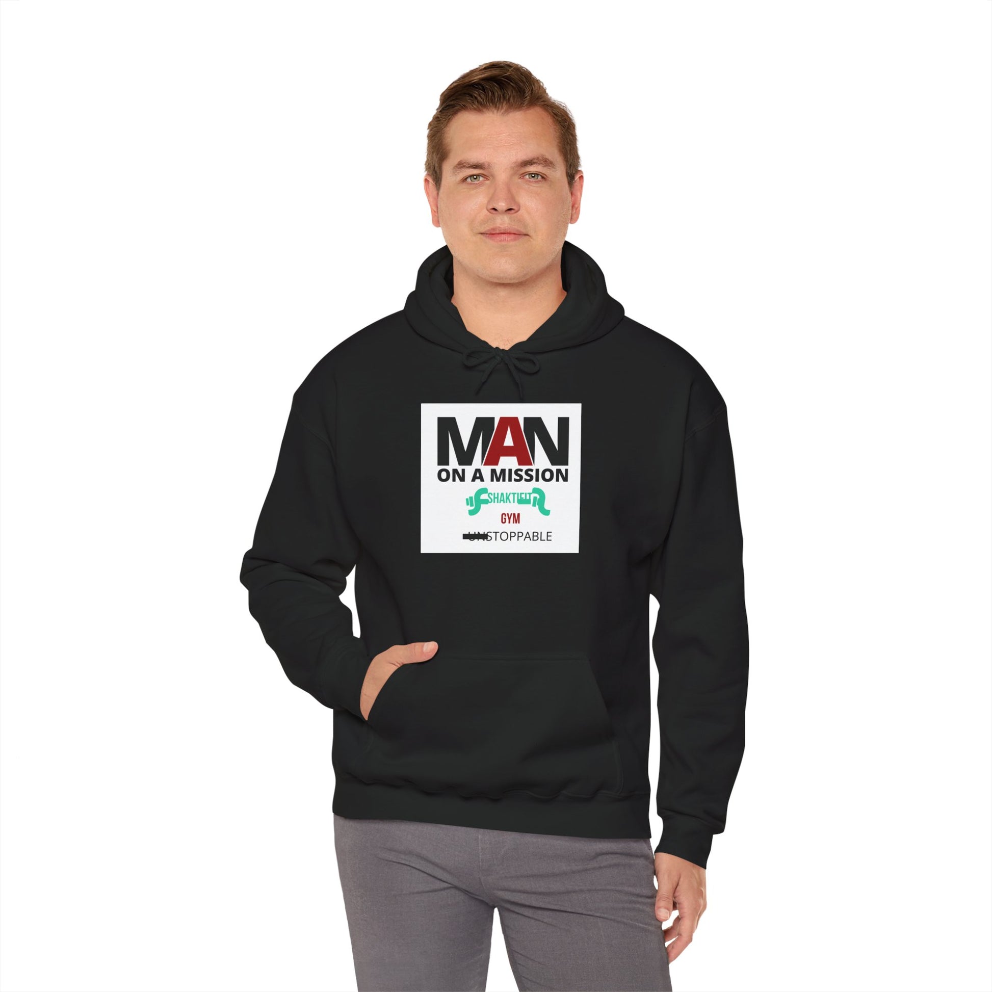 Motivational Hoodie for Men, ‘MAN ON A MISSION’ Sweatshirt