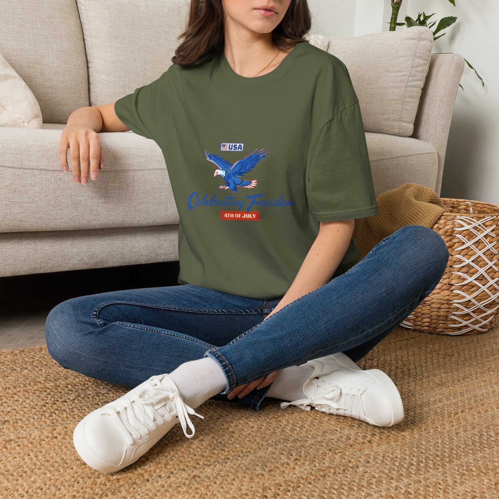 Patriotic Eagle T-Shirt — "Celebrating Freedom" USA Graphic Tee