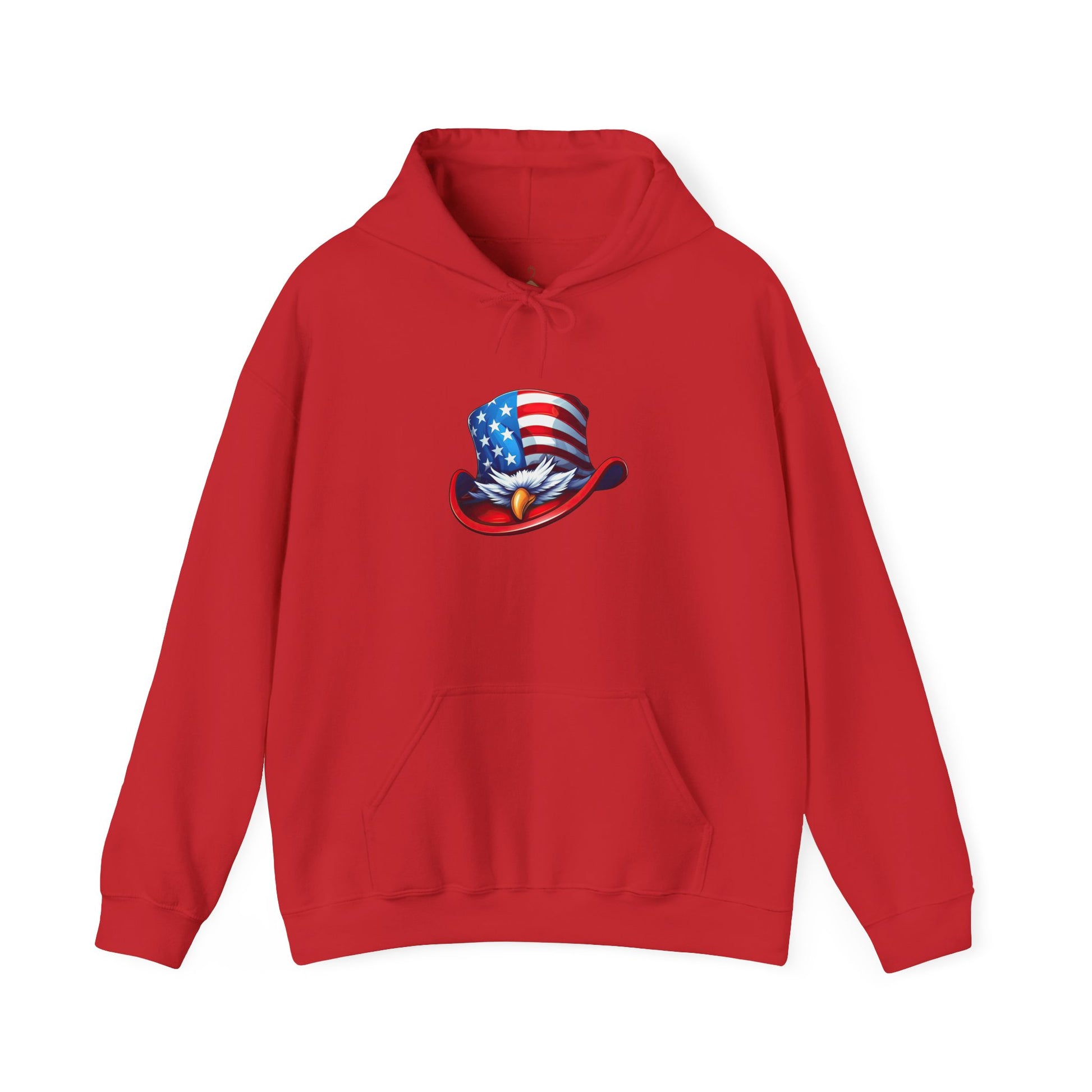 Patriotic Eagle Top Hat Hoodie — American Flag Bald Eagle Graphic Hoodie