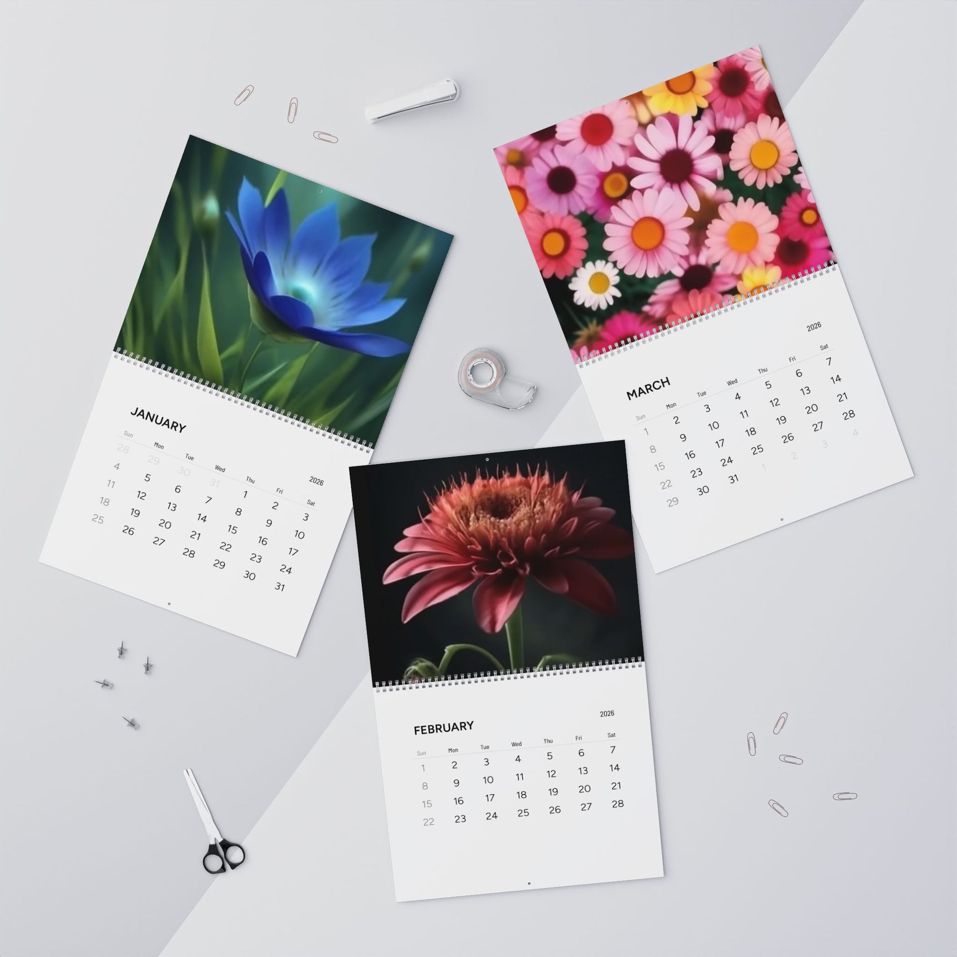 2026 Floral Wall Calendar — Artistic Close-Up Flower Photography Monthly Planner