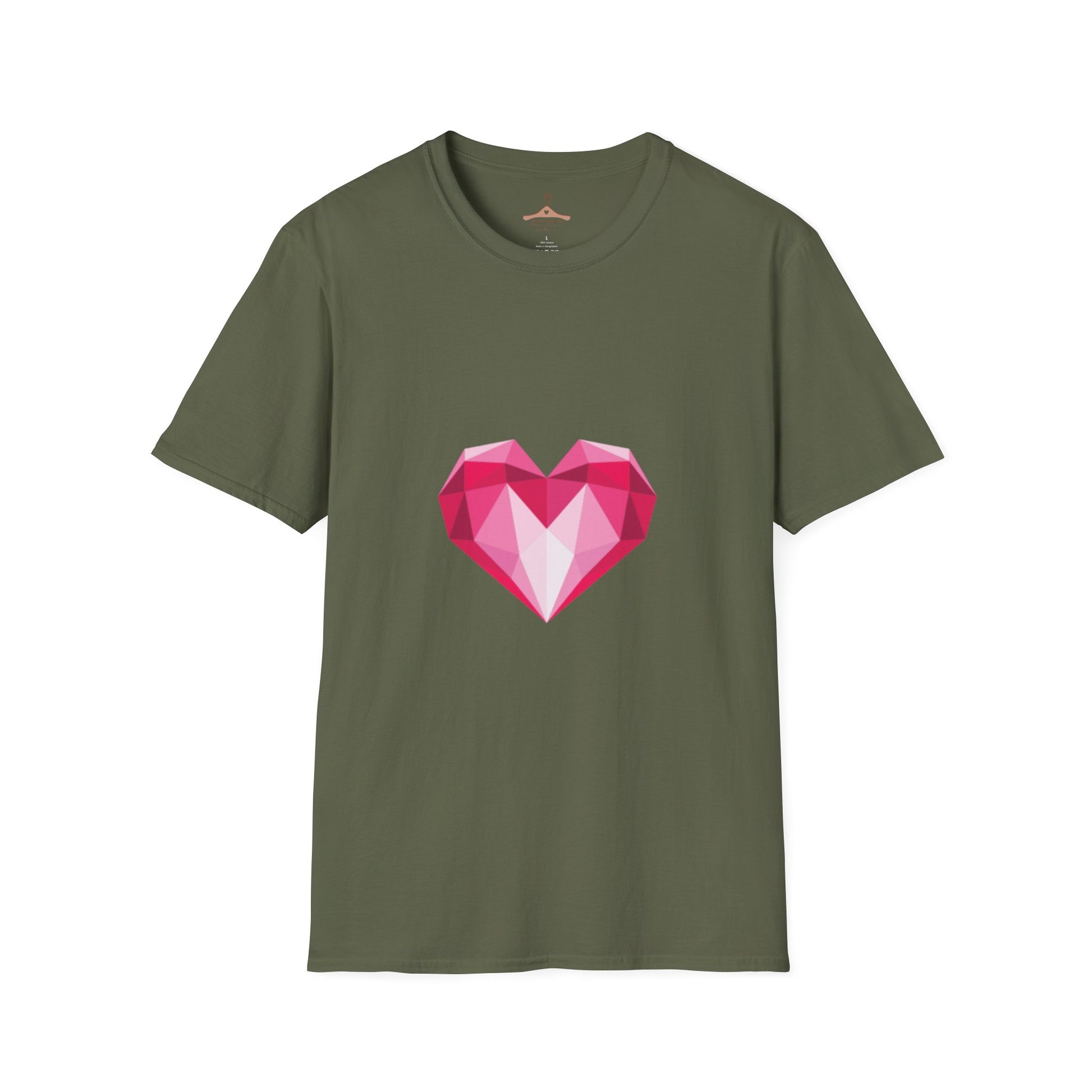 Geometric Pink Gem Heart T-Shirt