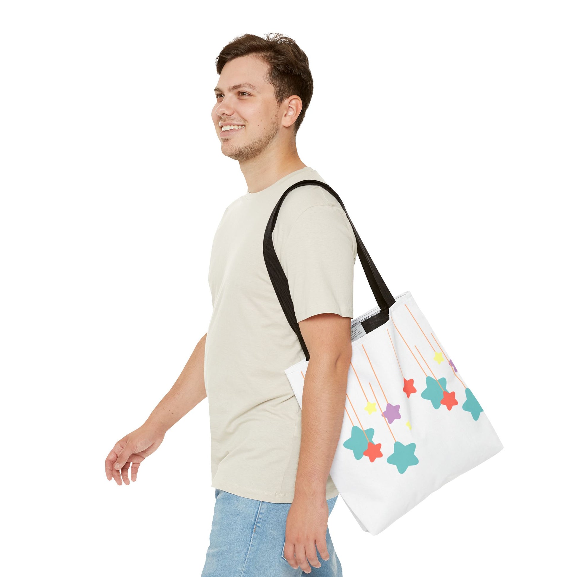 Stars and Stripes Tote Bag, Colorful Canvas Bag, Ideal Gift for Her, Summer Outings, Eco-Friendly Shopping, Fun Accessories, Artful Design