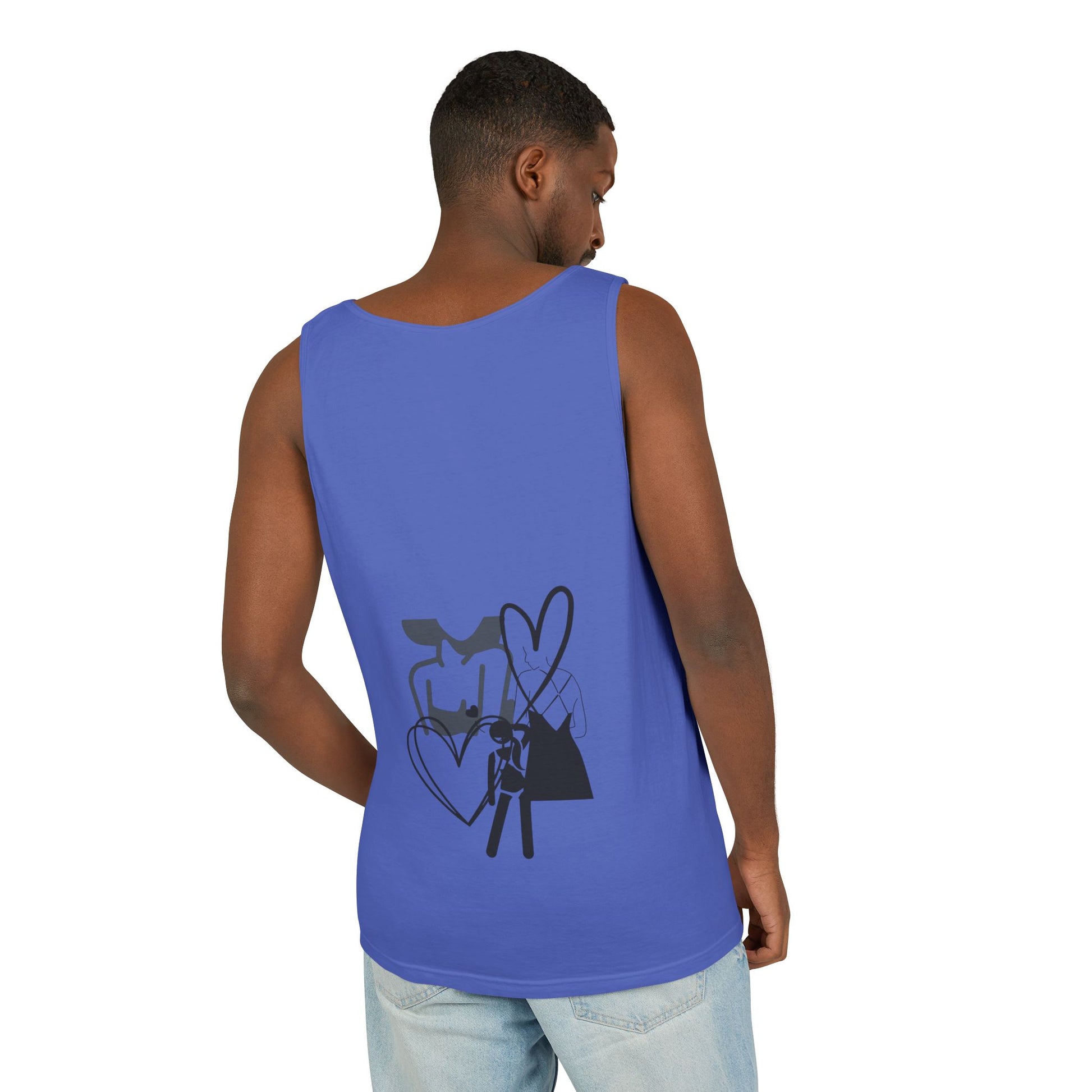 Abstract Love Graphic Tank Top — Minimalist Couple Heart Artwork