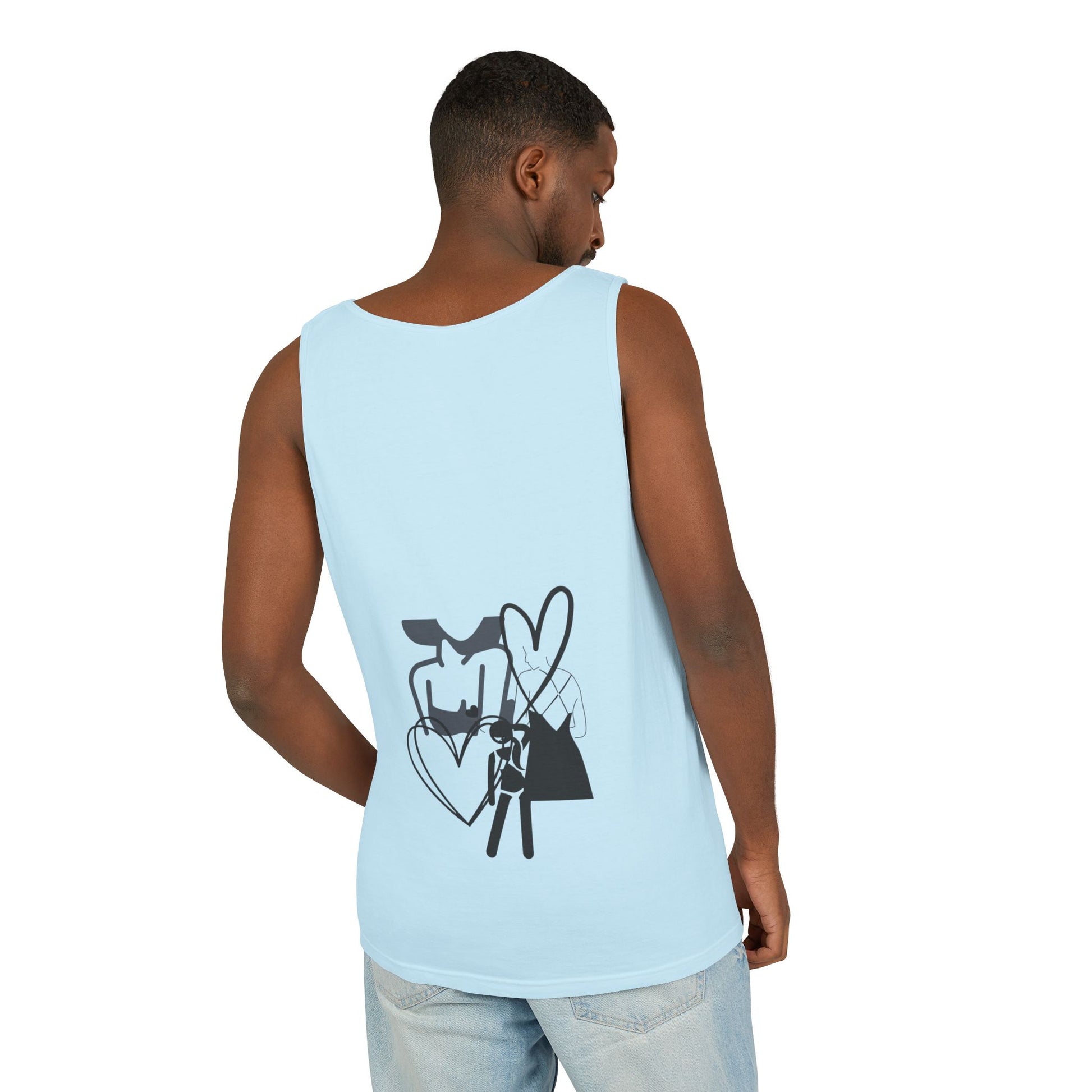 Abstract Love Graphic Tank Top — Minimalist Couple Heart Artwork