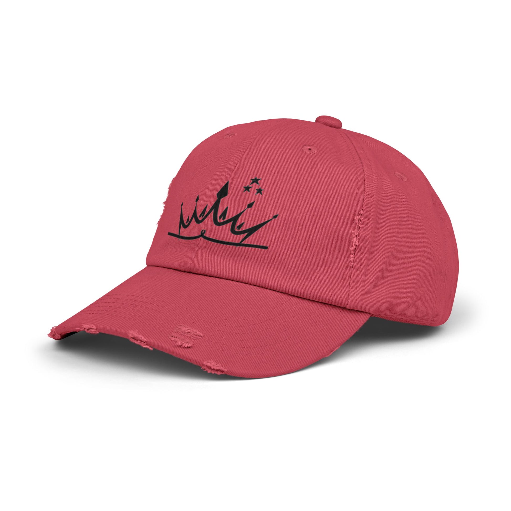 Unisex Distressed Cap with Crown Design