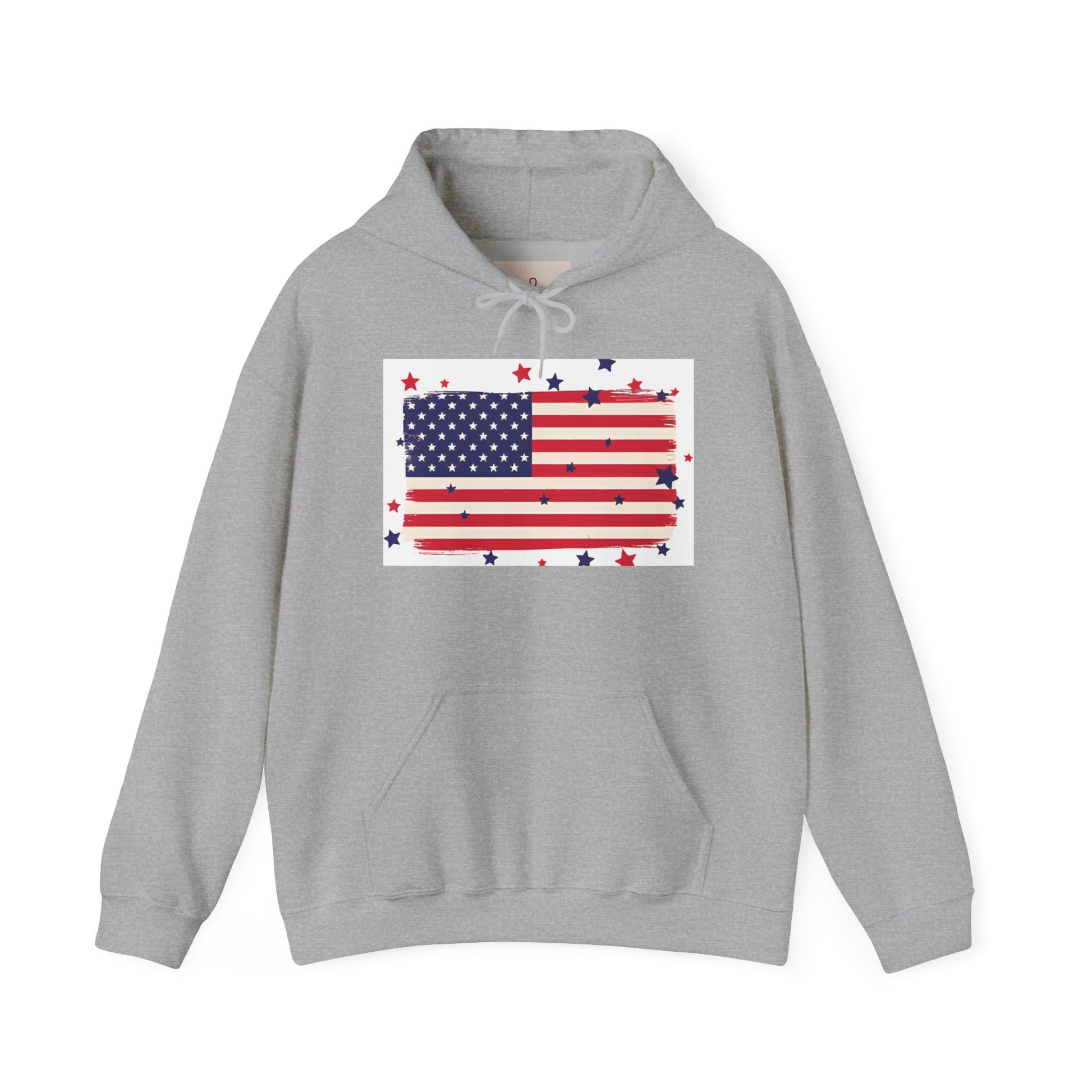 Patriotic Hooded Sweatshirt with Stars and Stripes