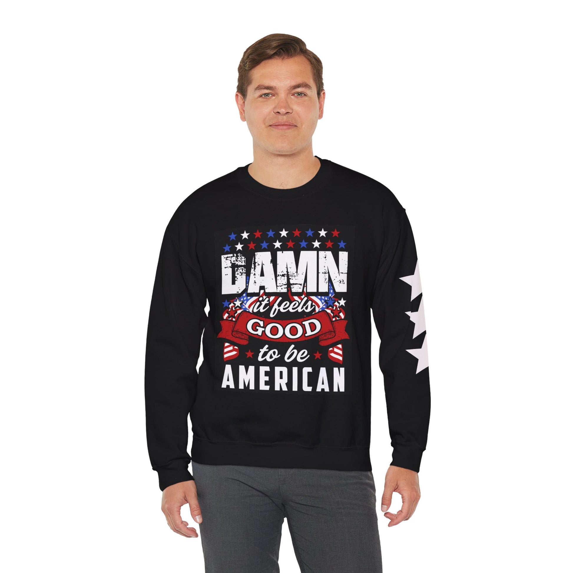 Damn It Feels Good to Be American Sweatshirt | , 4th of July Apparel, Casual Wear, Americana Fashion