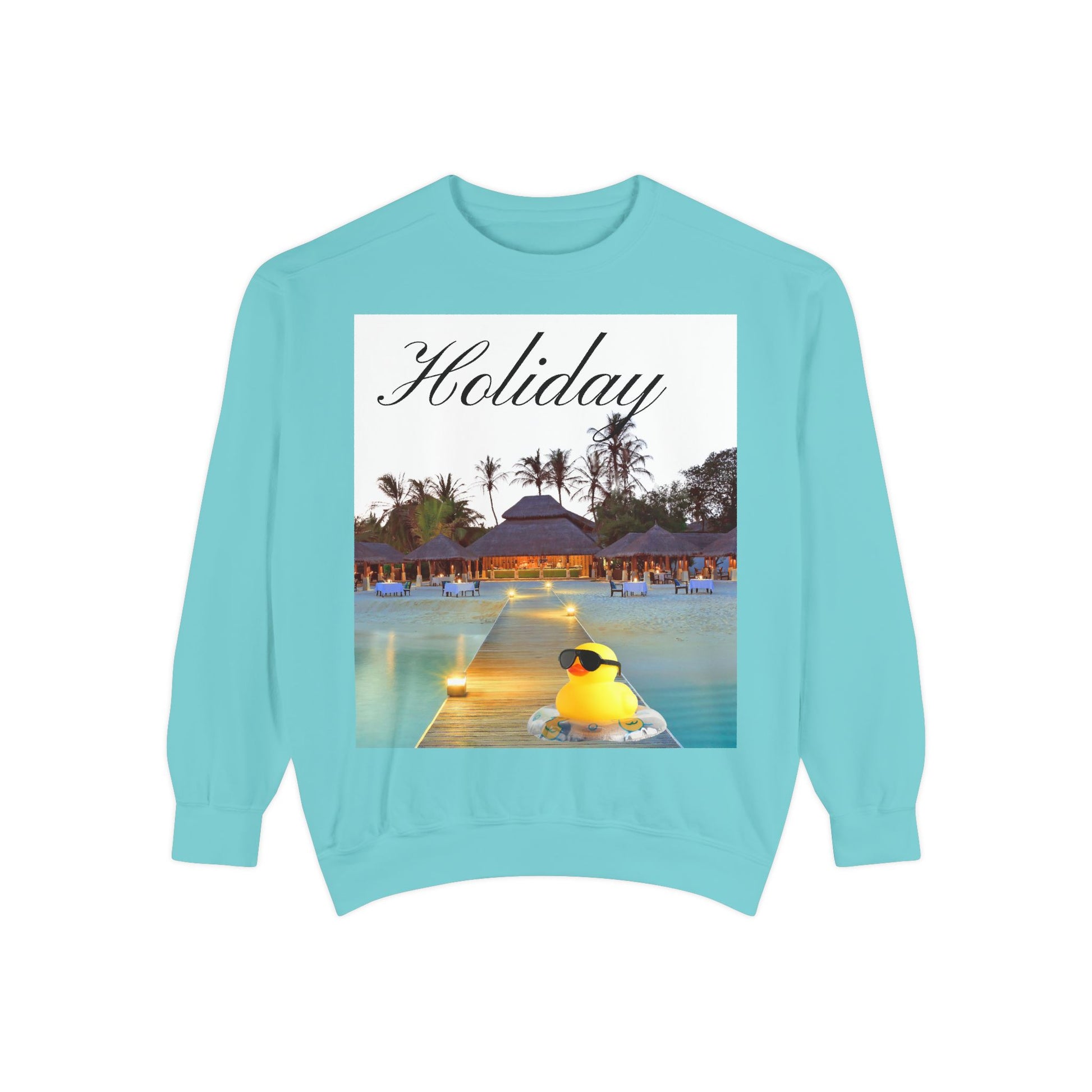 Holiday Rubber Duck Sweatshirt — Tropical Beach Graphic Sweatshirt
