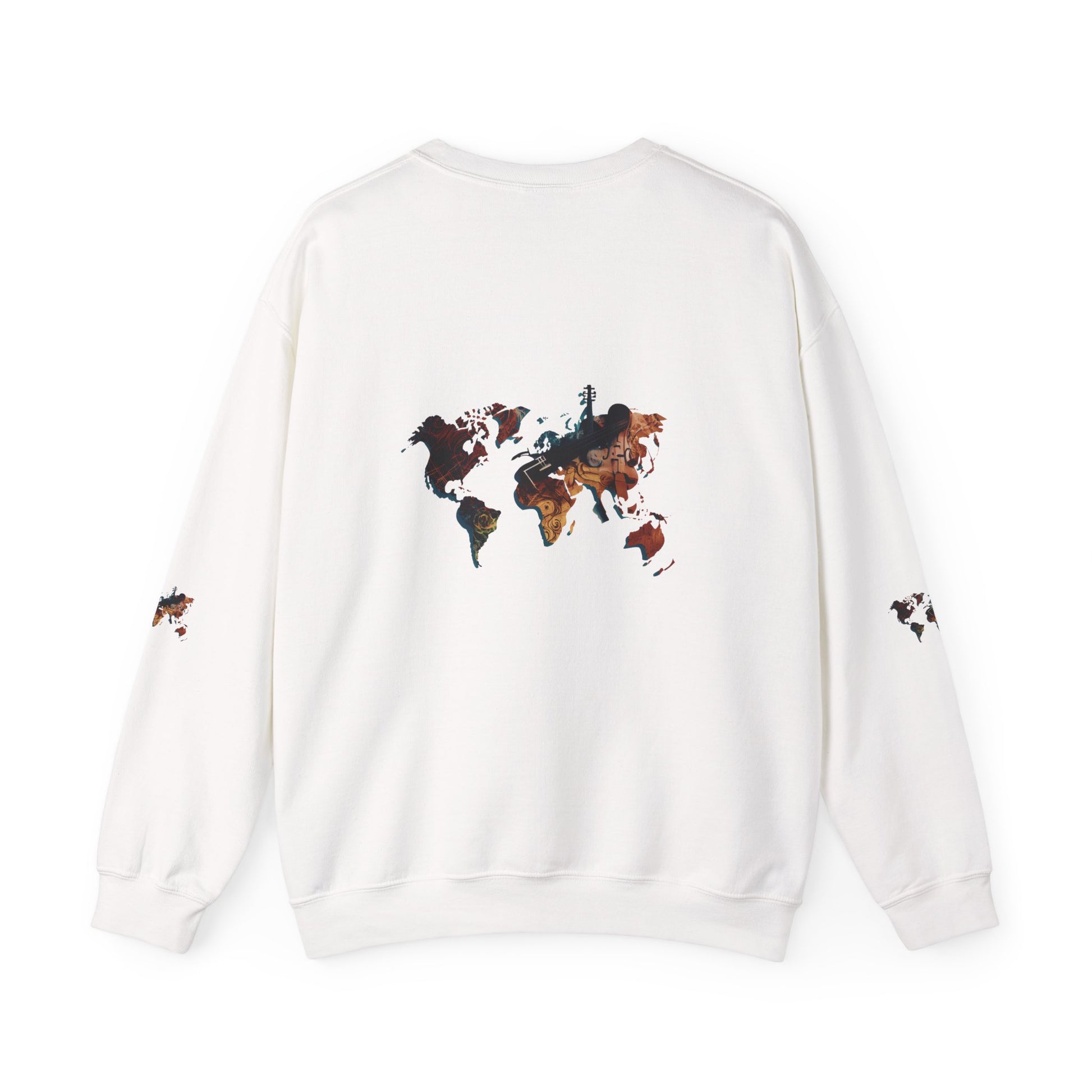 World Map Marble Crewneck Sweatshirt — Artistic Travel Map Pullover
