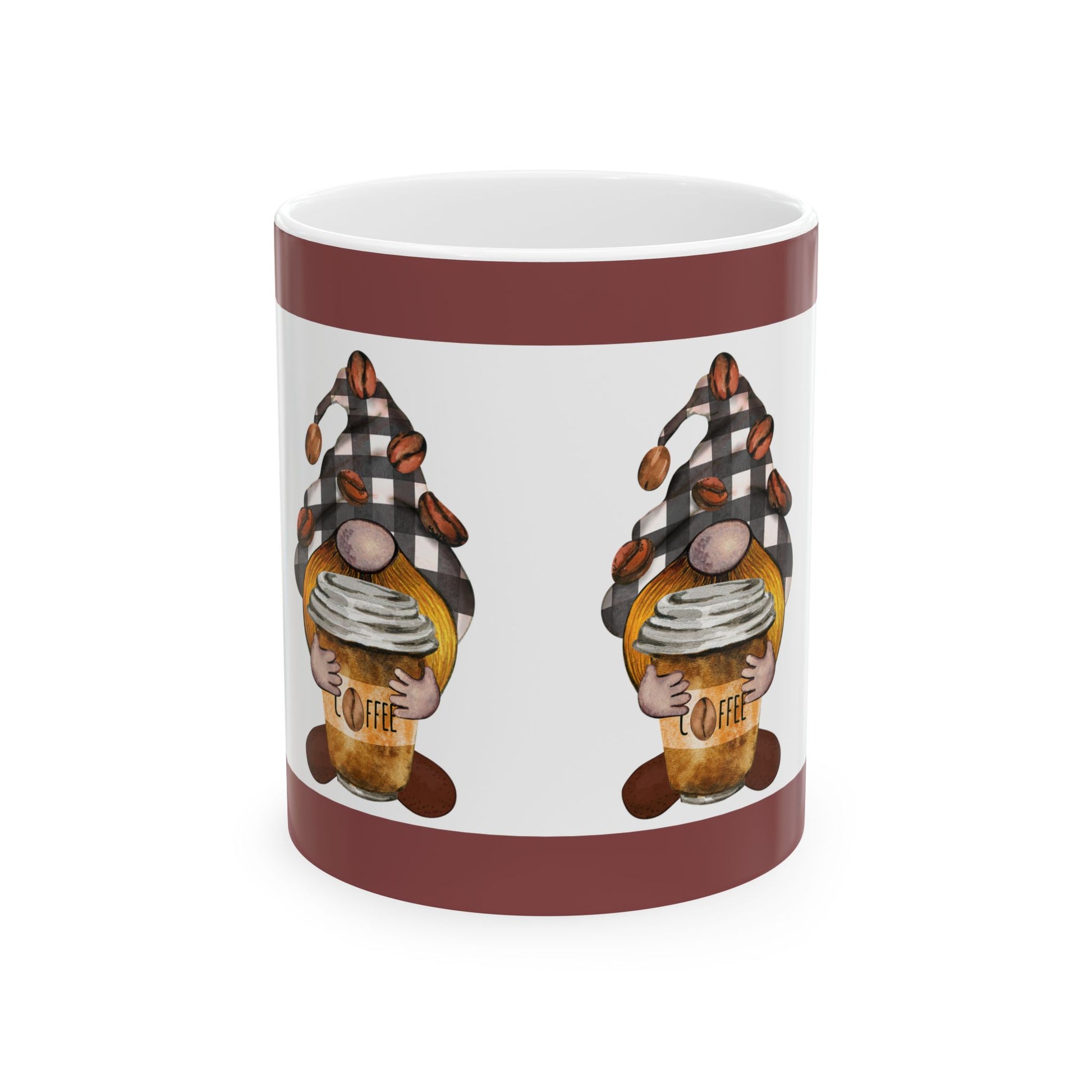 Coffee Gnome Ceramic Mug — Cute Gnome Holding Coffee Cup (11oz & 15oz)