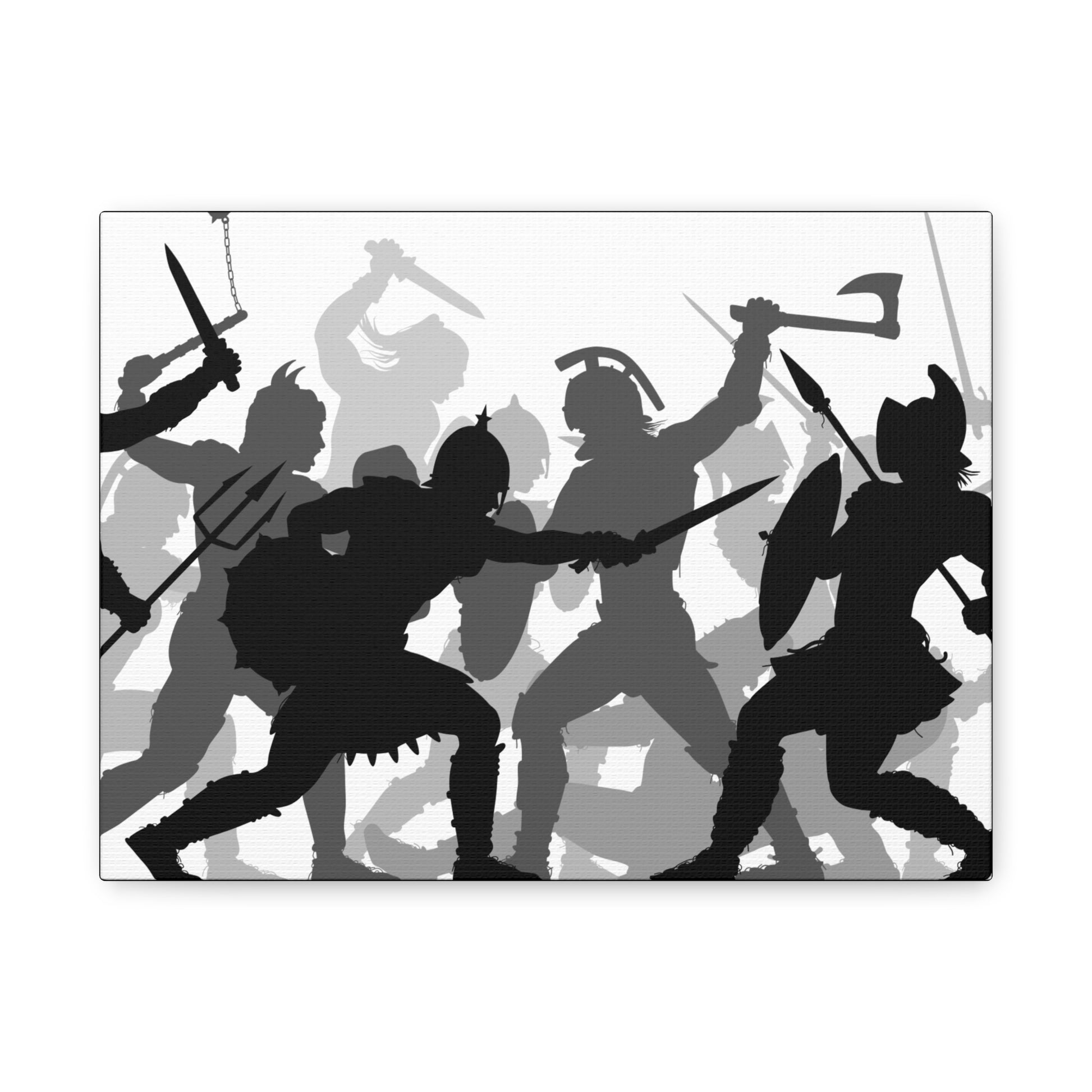 Epic Warrior Battle Matte Canvas Art, Home Decor, Wall Art, Gift for Men, Dramatic Art Decor
