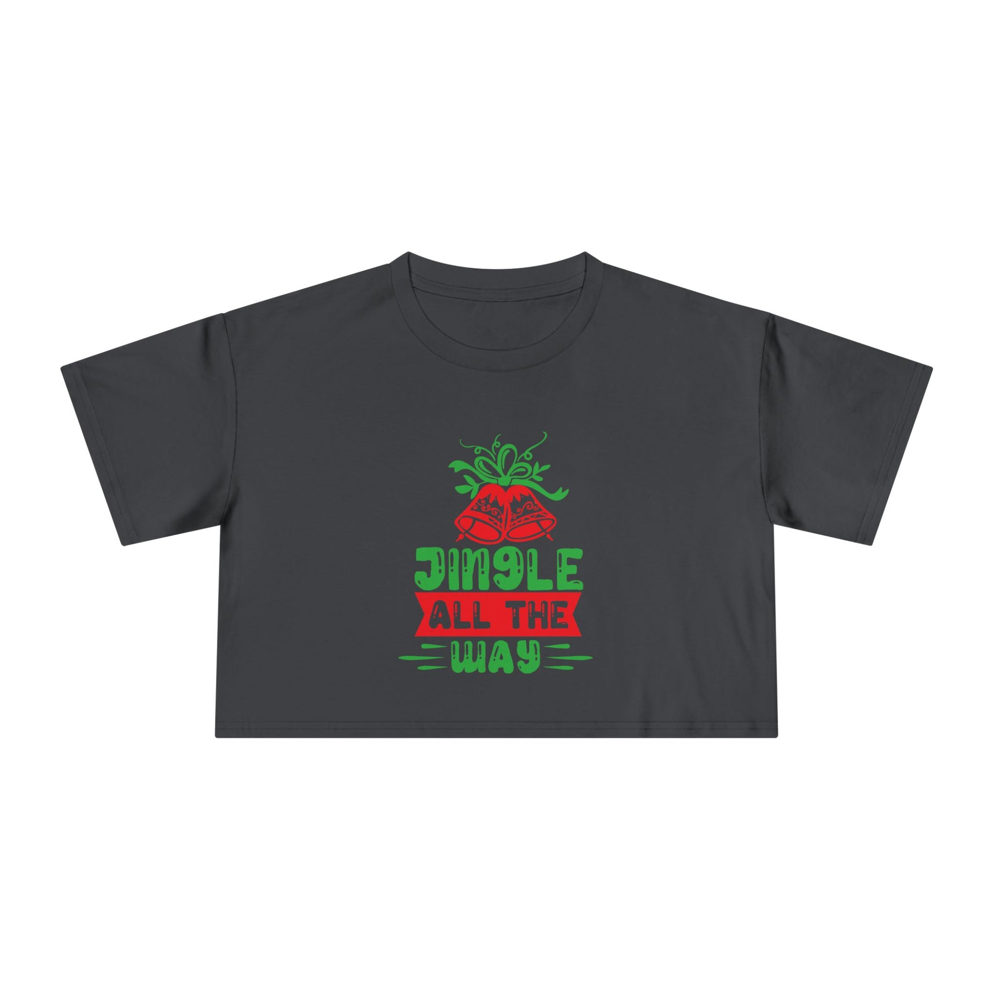 Crop Tee — "Jingle All the Way" Festive Women's Christmas Crop Top