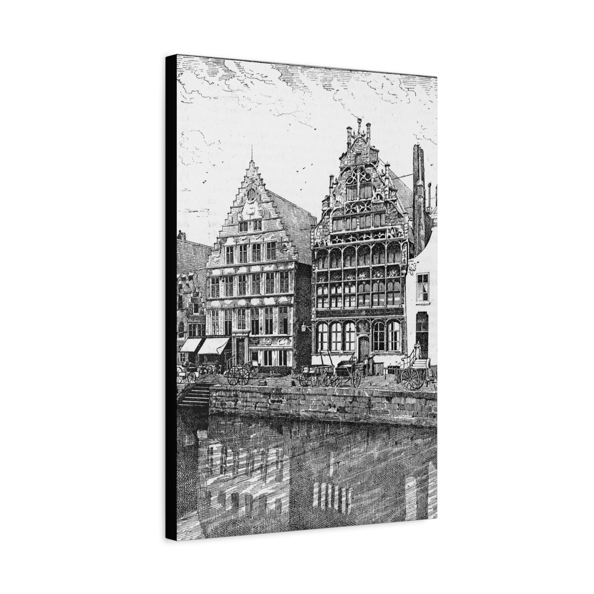 Artistic Matte Canvas Wall Art, Black and White Building Print, Home Decor