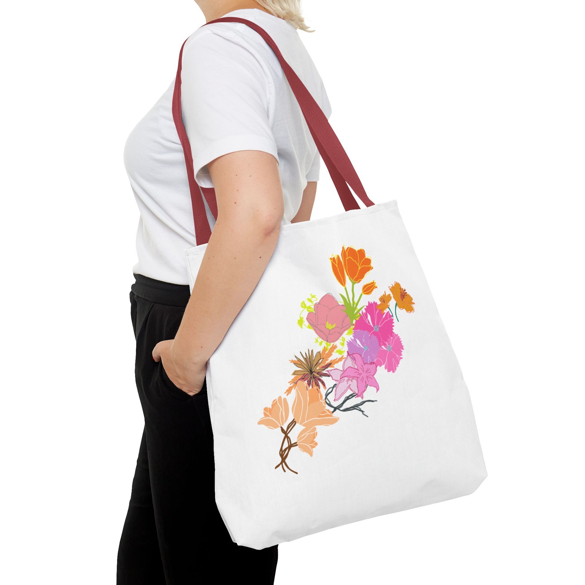 Floral Print Tote Bag, Eco-Friendly Shopping Tote, Boho Chic Bag, Flower Lover Gift, Reusable Grocery Bag, Spring Accessory
