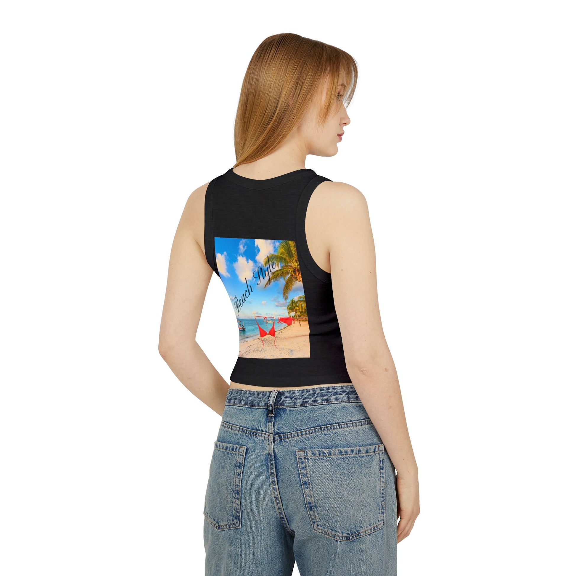 Beach Vibes Racer Tank Top — 'Beach Mode' Tropical Summer Crop