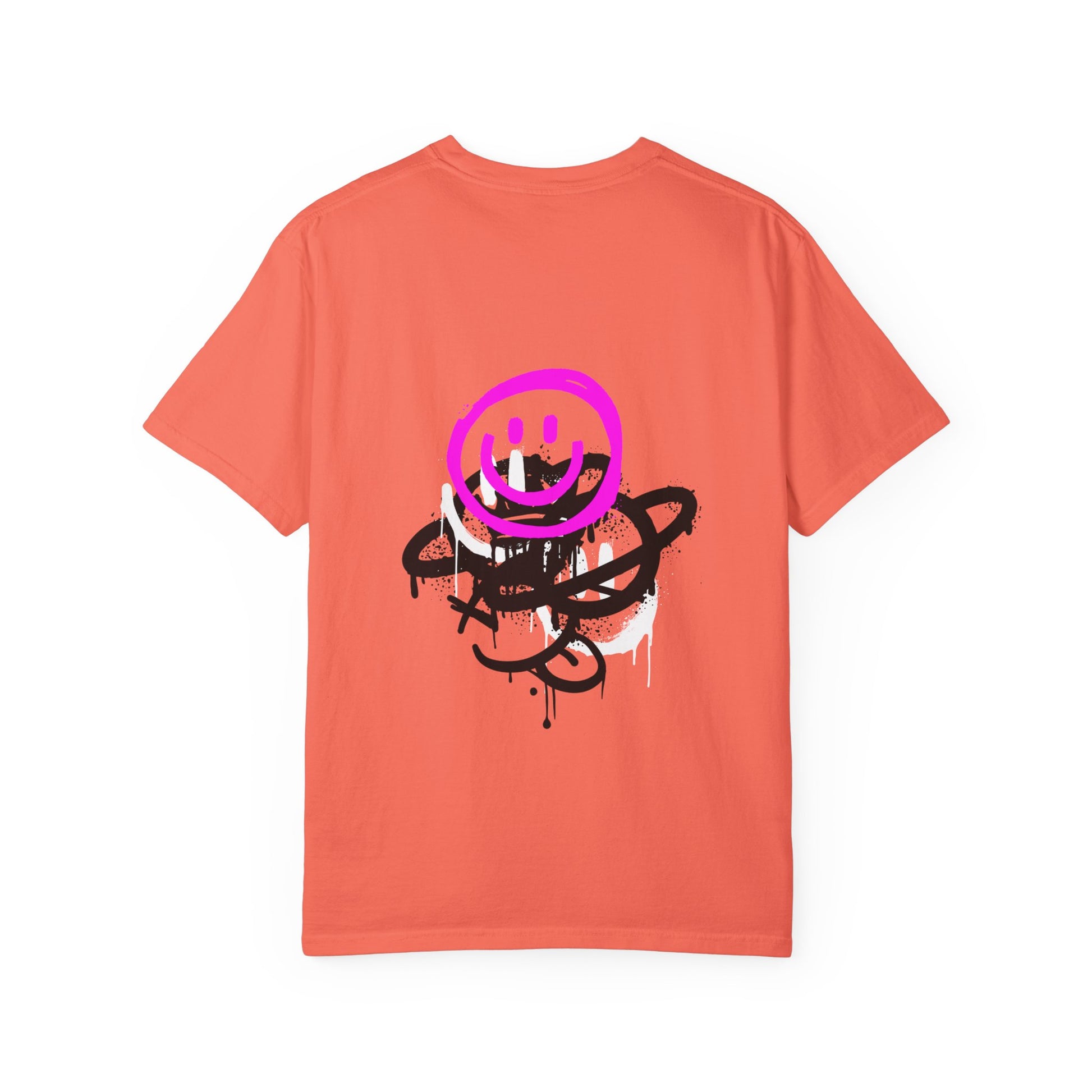 Smiley Graffiti T-Shirt — Neon Pink Drip Streetwear Tee