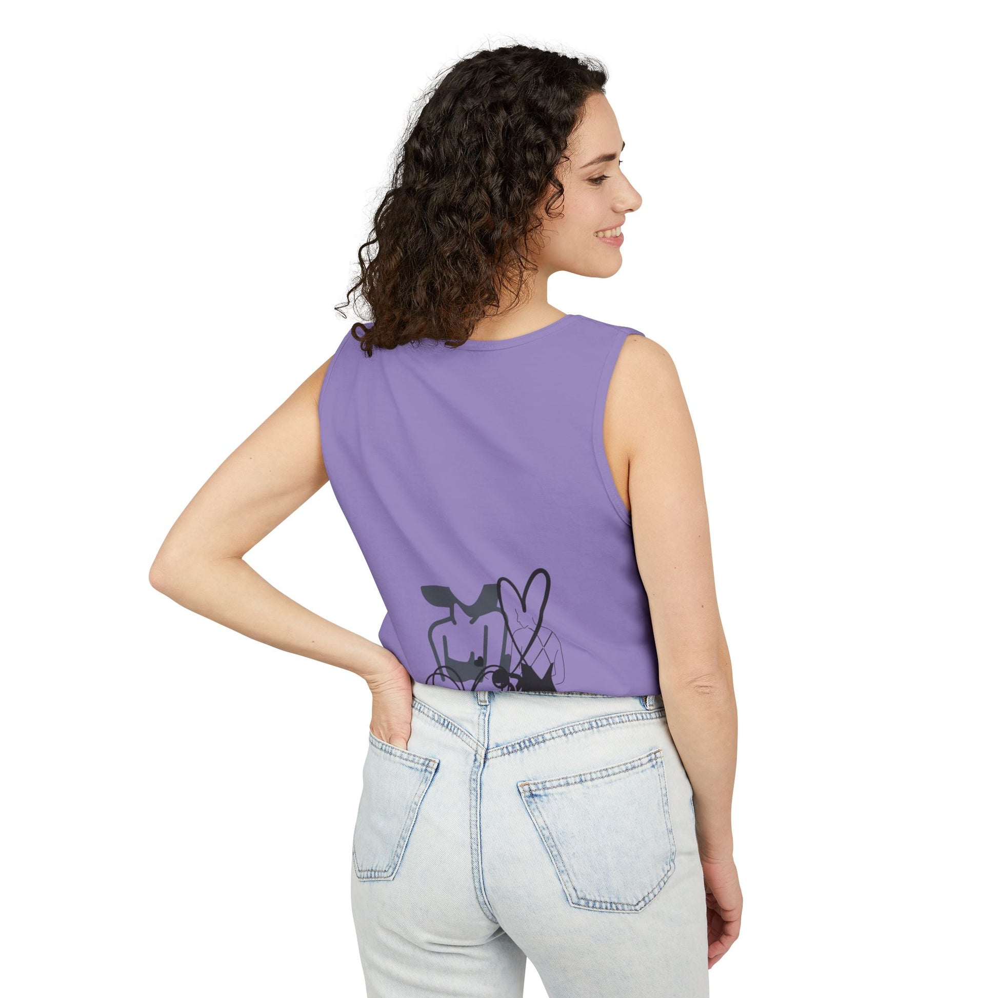 Abstract Love Graphic Tank Top — Minimalist Couple Heart Artwork