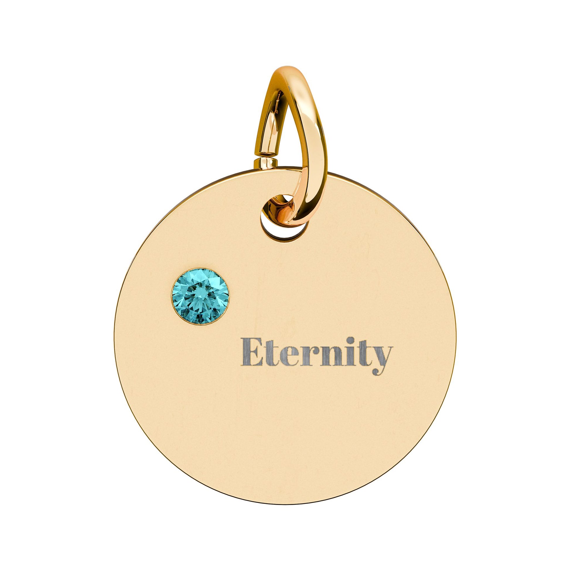 Engravable Birthstone Circle Charm — Personalized 'Eternity' Pendant
