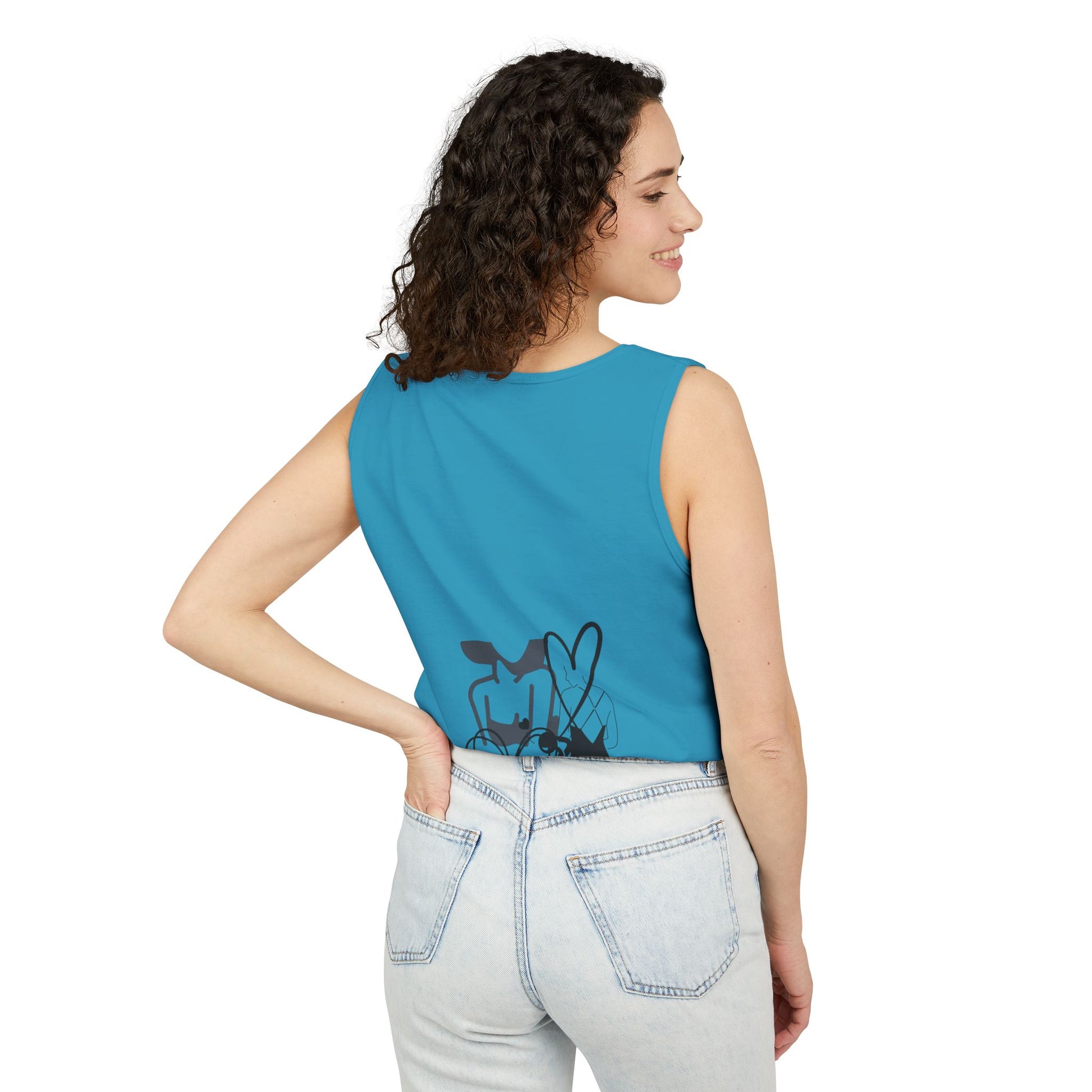 Abstract Love Graphic Tank Top — Minimalist Couple Heart Artwork