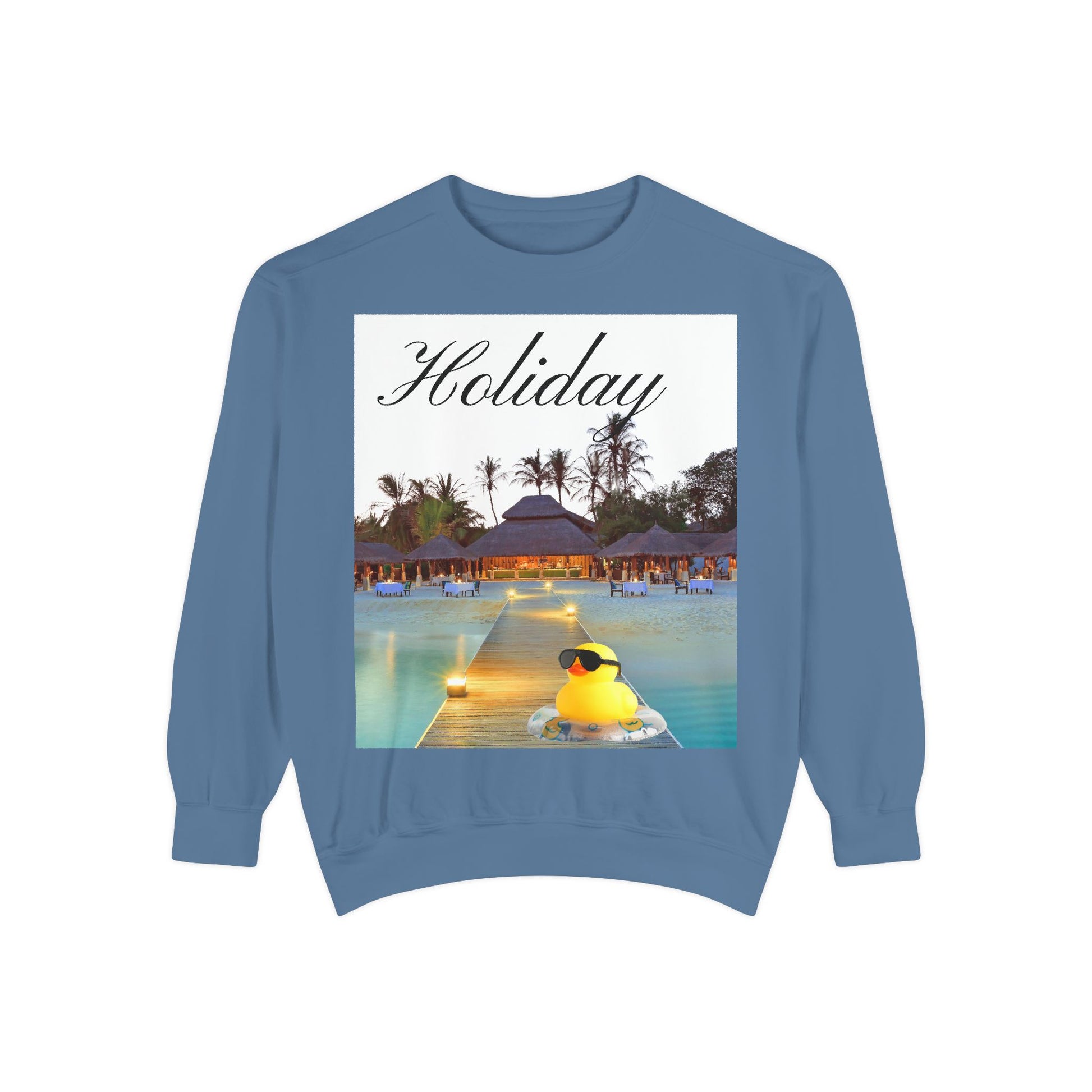 Holiday Rubber Duck Sweatshirt — Tropical Beach Graphic Sweatshirt