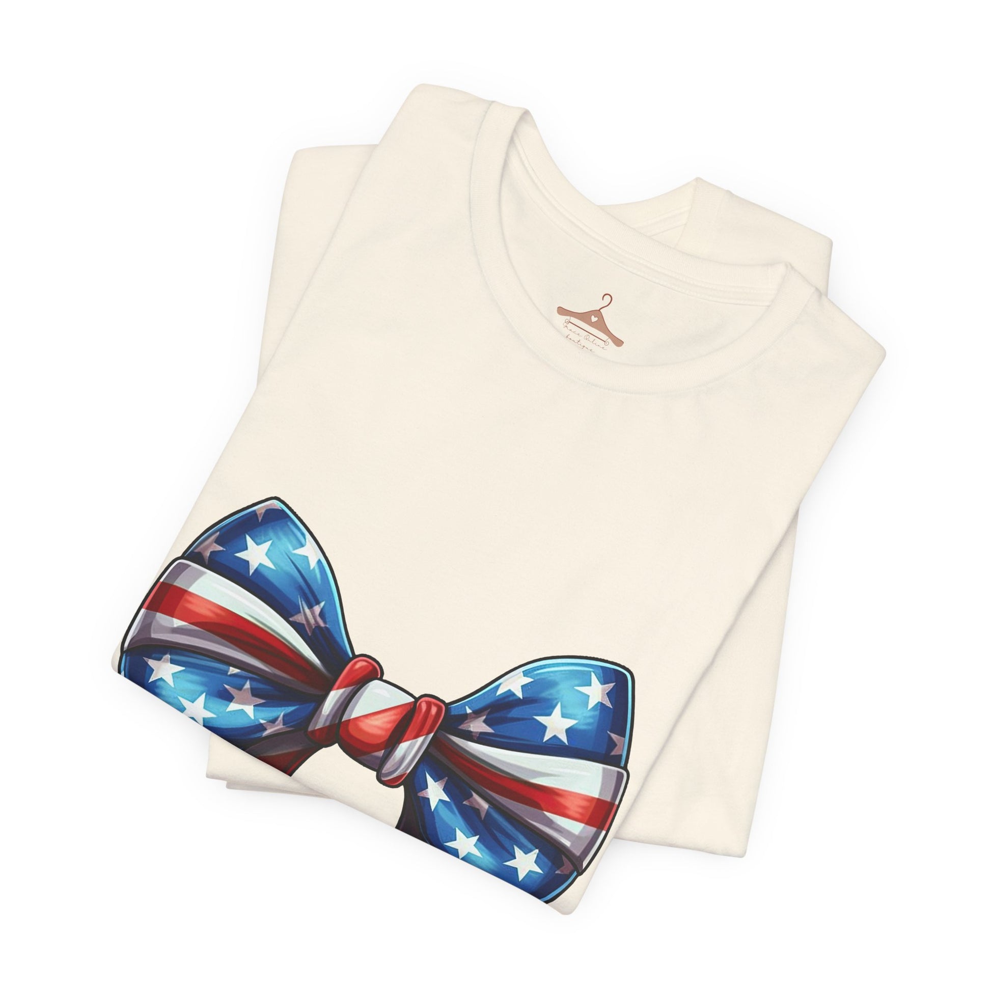 American Flag Bow T-Shirt — Patriotic 4th of July Tee
