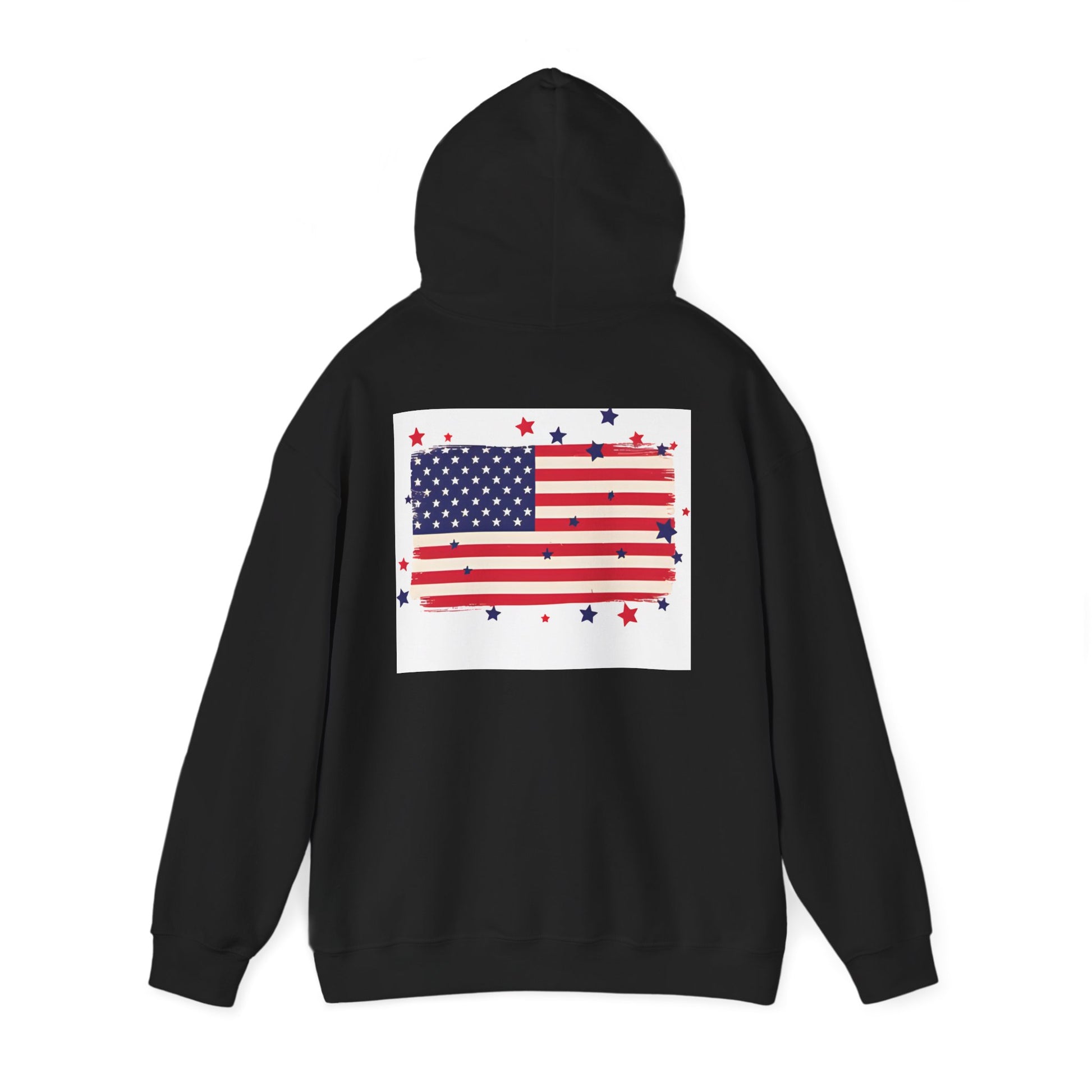 Patriotic Hooded Sweatshirt with Stars and Stripes