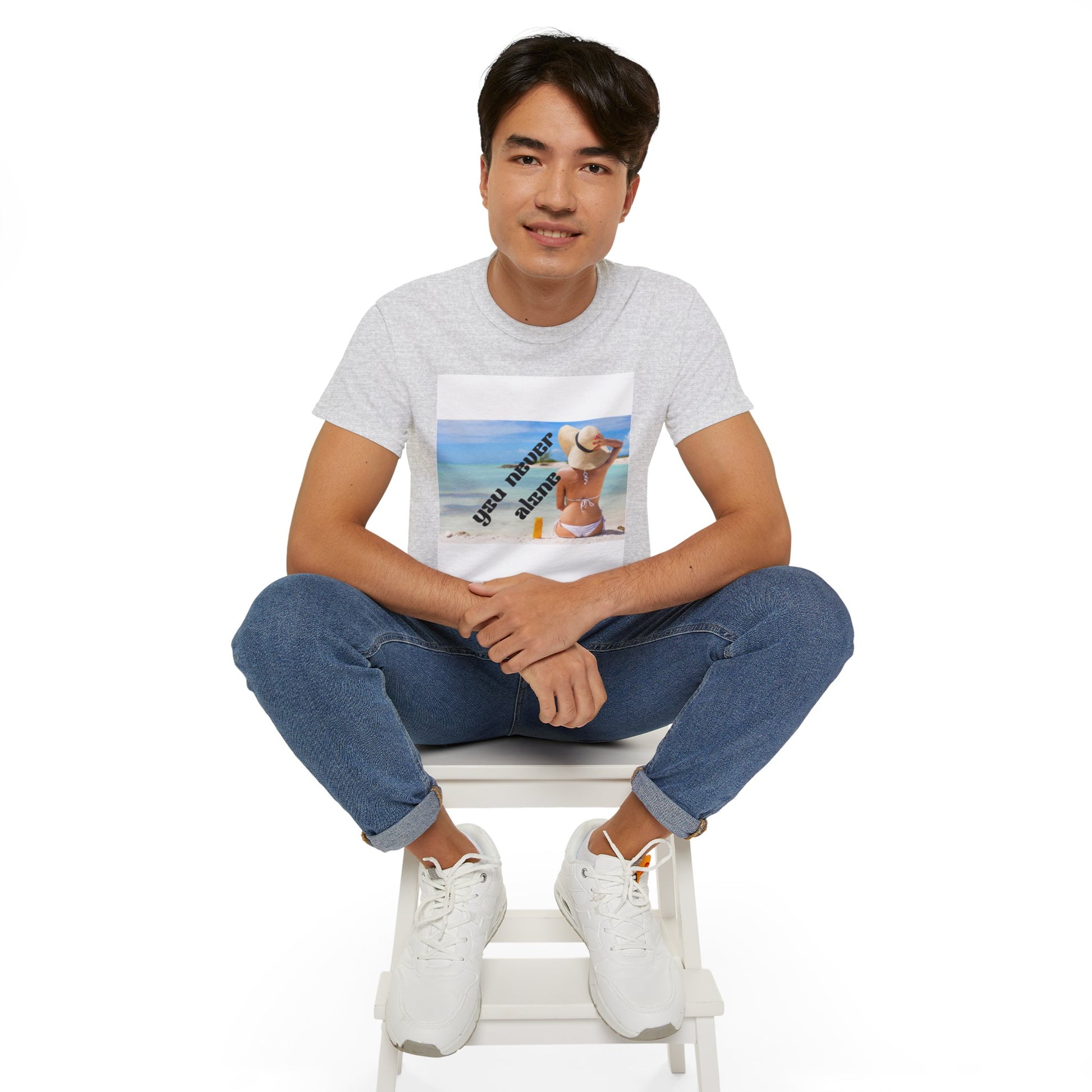 Beach Vibes Unisex Tee - 'You Never Alone' Graphic Tee, Summer Apparel, Casual Wear, Gift for Her, Relaxation Shirt