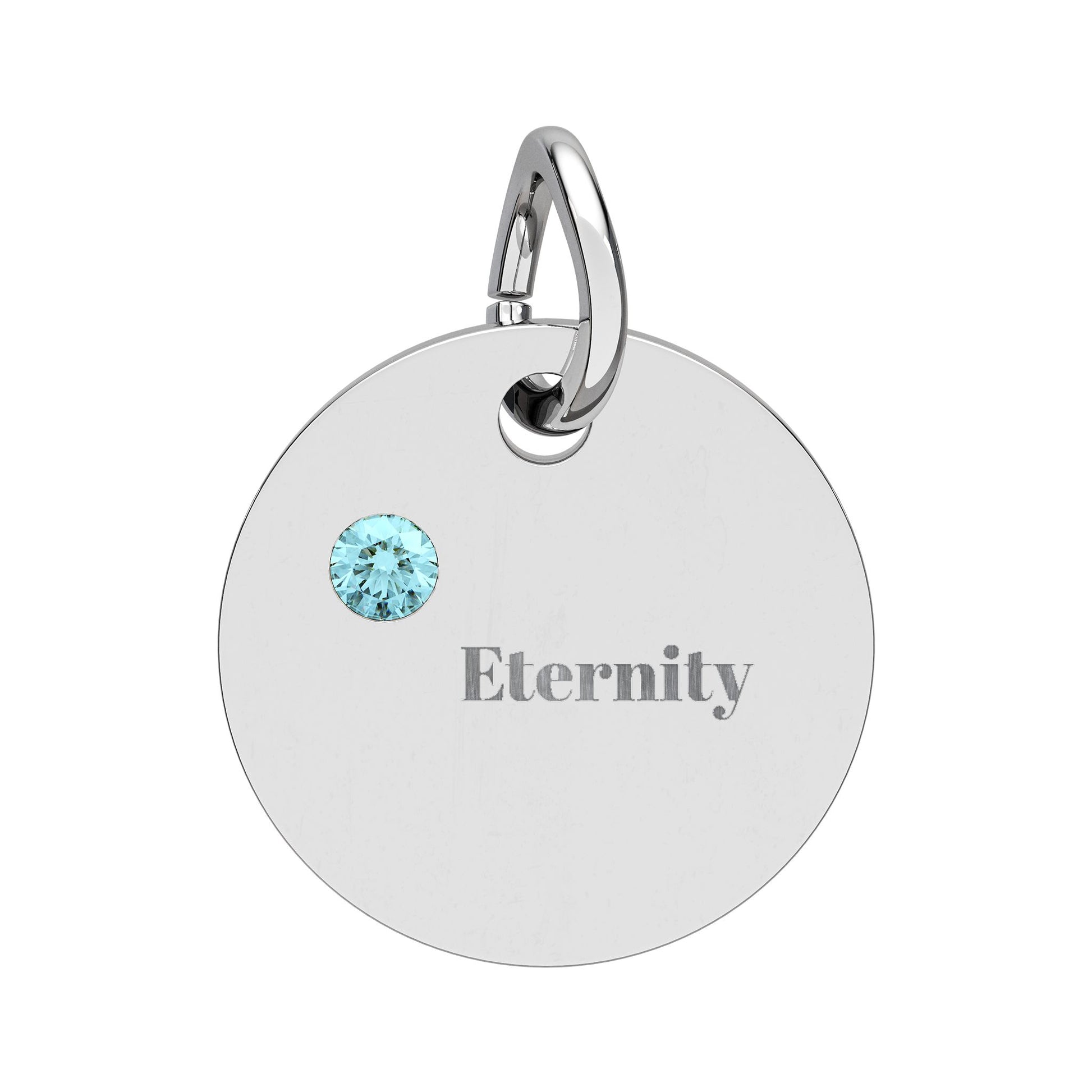 Engravable Birthstone Circle Charm — Personalized 'Eternity' Pendant