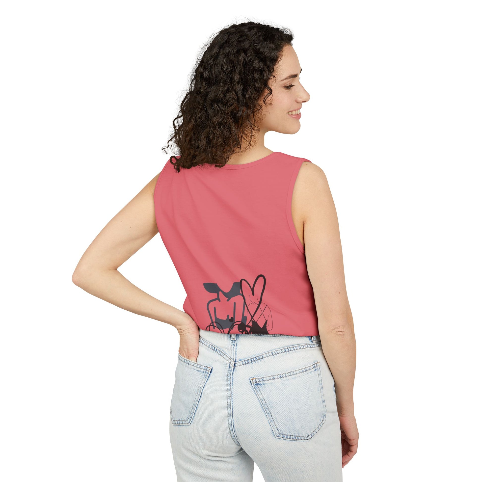 Abstract Love Graphic Tank Top — Minimalist Couple Heart Artwork